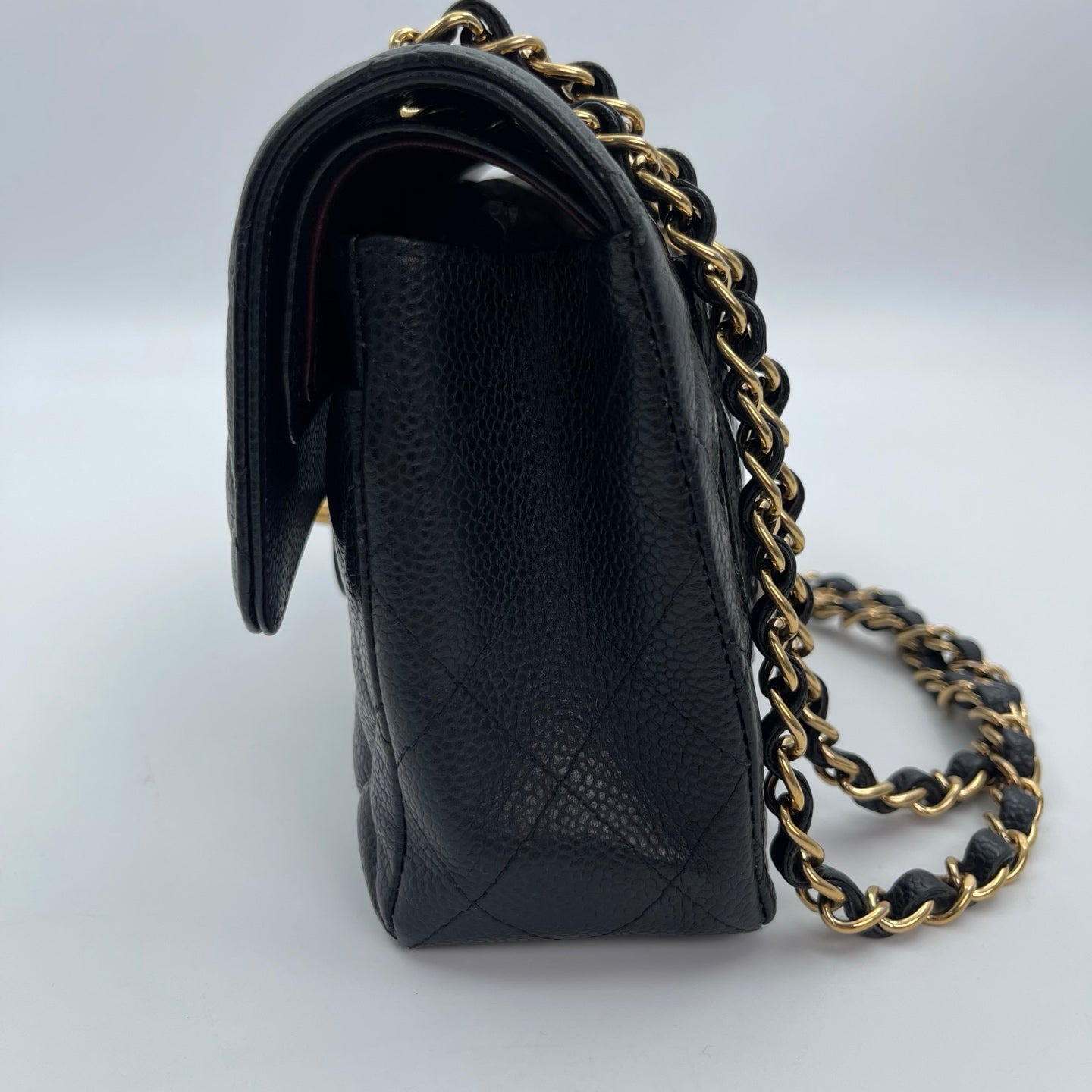 Chanel Classic Flap Black Caviar Leather 23 cm Gold Hardware [Used]