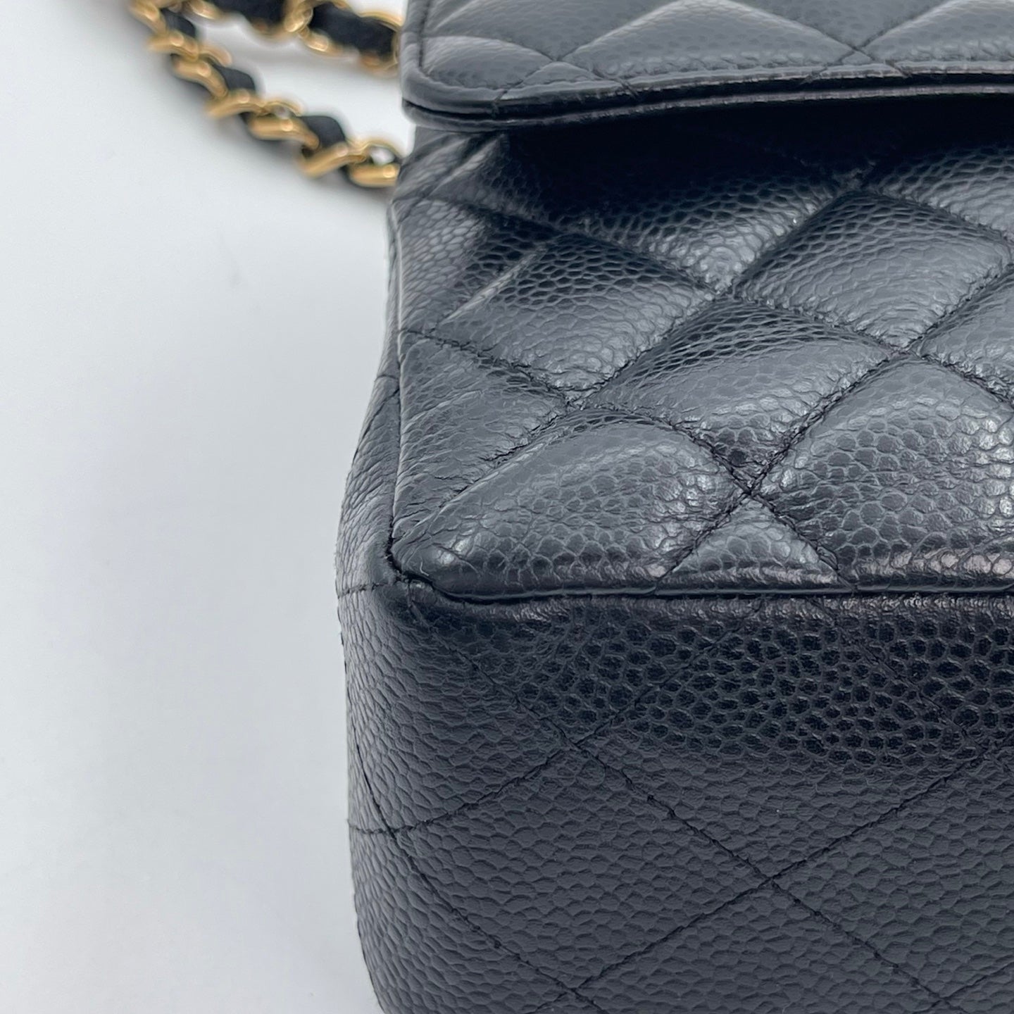 Chanel Classic Flap Black Caviar Leather 23 cm Gold Hardware [Used]