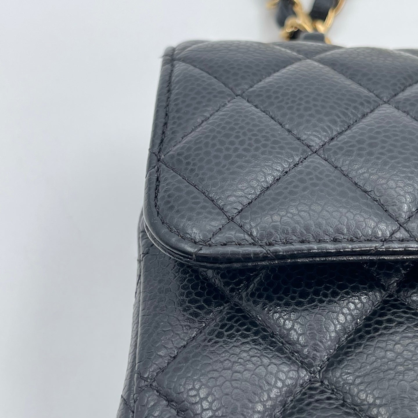 Chanel Classic Flap Black Caviar Leather 23 cm Gold Hardware [Used]