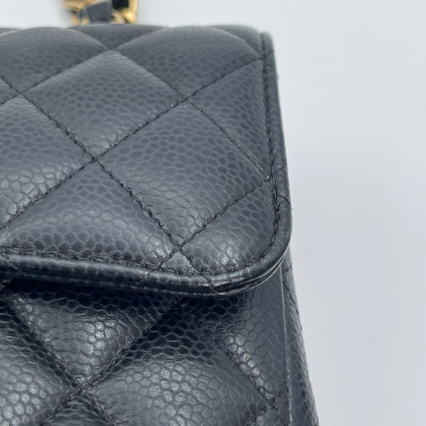 Chanel Classic Flap Black Caviar Leather 23 cm Gold Hardware [Used]