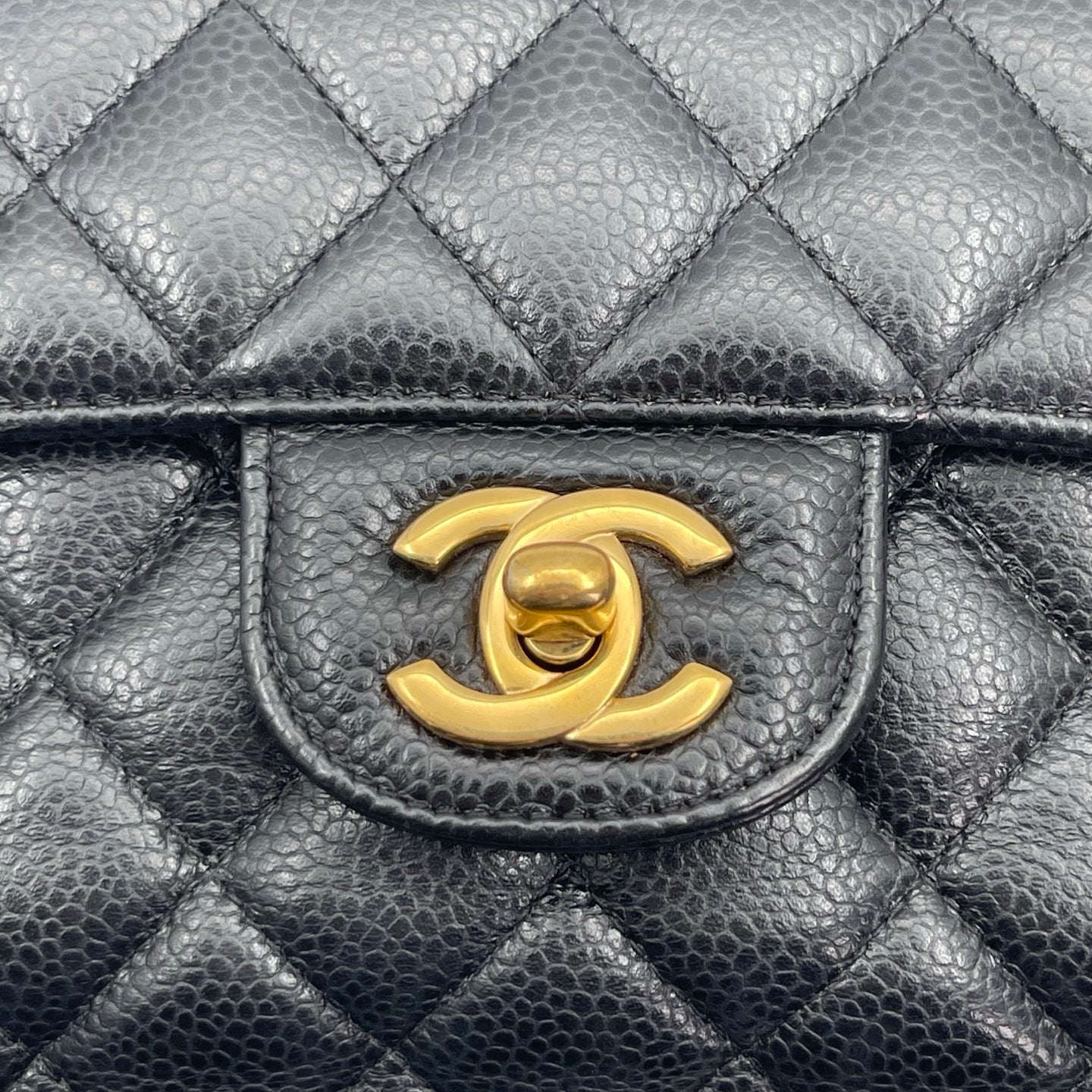 Chanel Classic Flap Black Caviar Leather 23 cm Gold Hardware [Used]