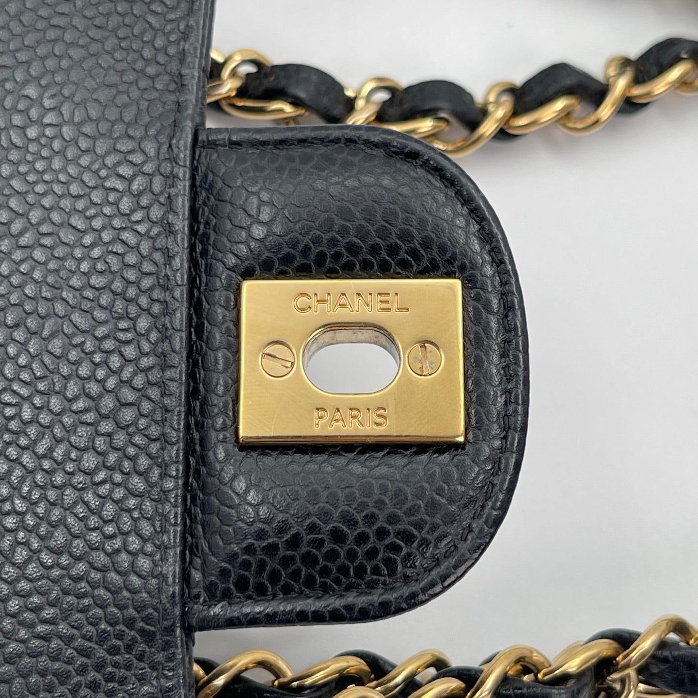 Chanel Classic Flap Black Caviar Leather 23 cm Gold Hardware [Used]