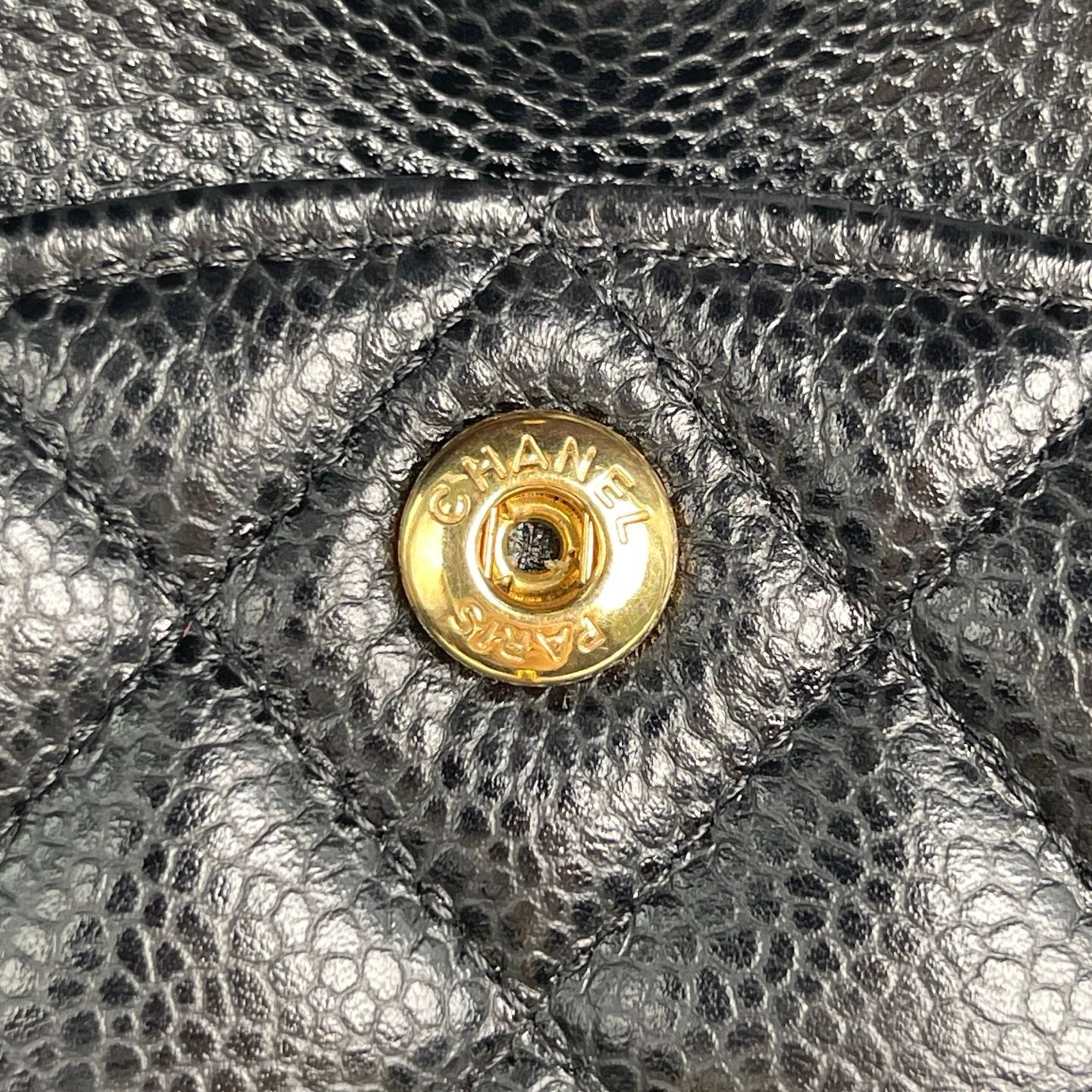 Chanel Classic Flap Black Caviar Leather 23 cm Gold Hardware [Used]