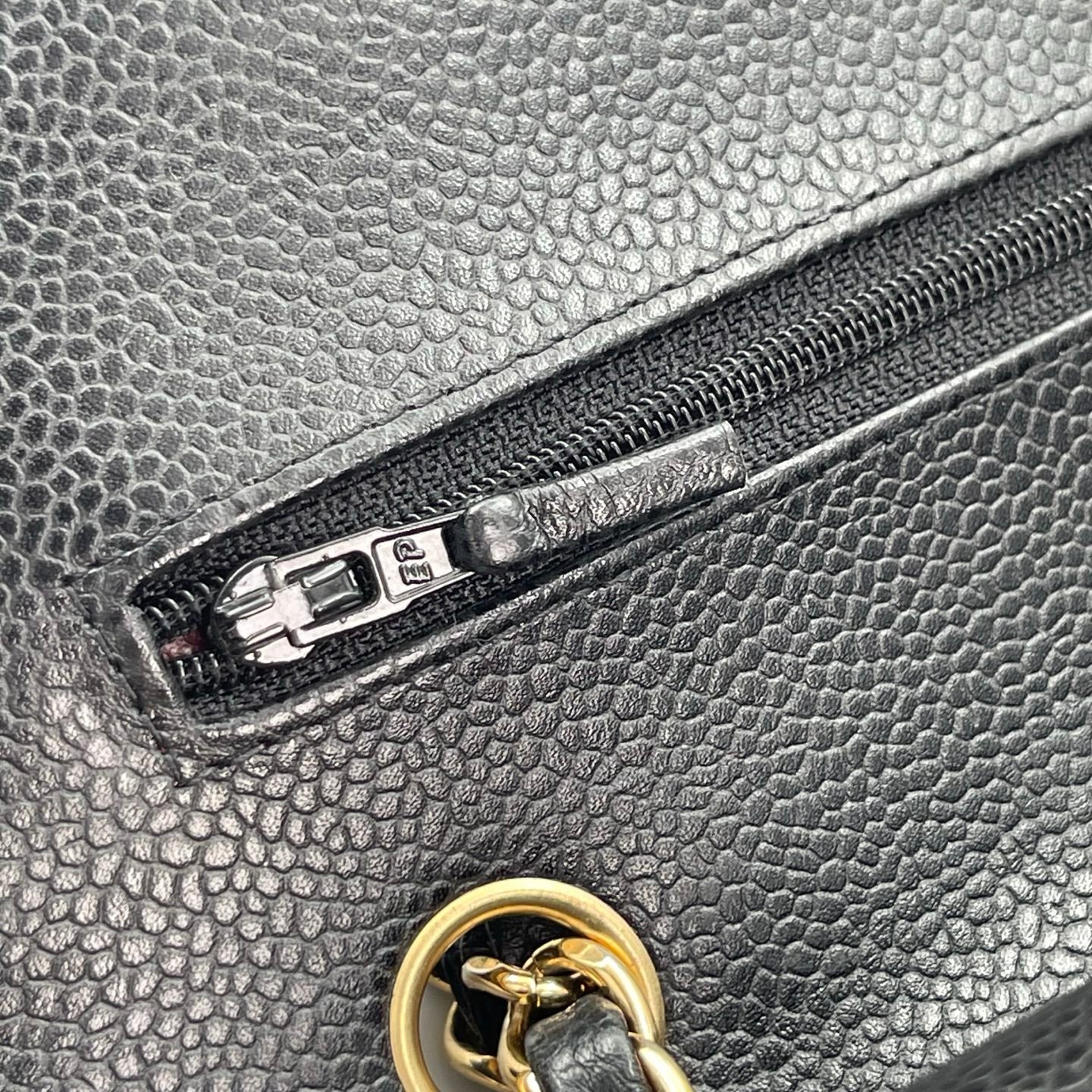 Chanel Classic Flap Black Caviar Leather 23 cm Gold Hardware [Used]