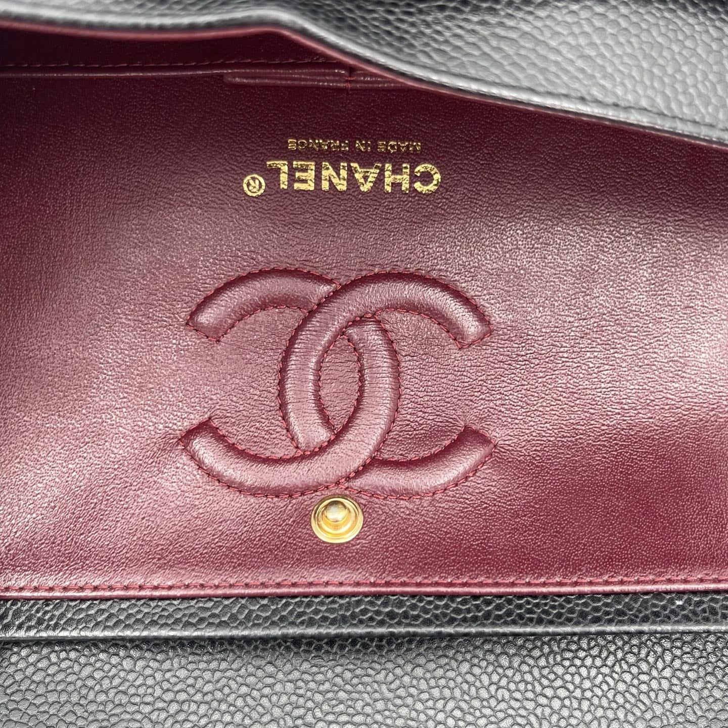 Chanel Classic Flap Black Caviar Leather 23 cm Gold Hardware [Used]