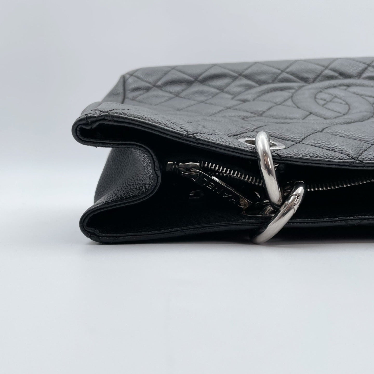 Chanel Black Caviar Leather GST Tote Bag Silver Hardware [Used]