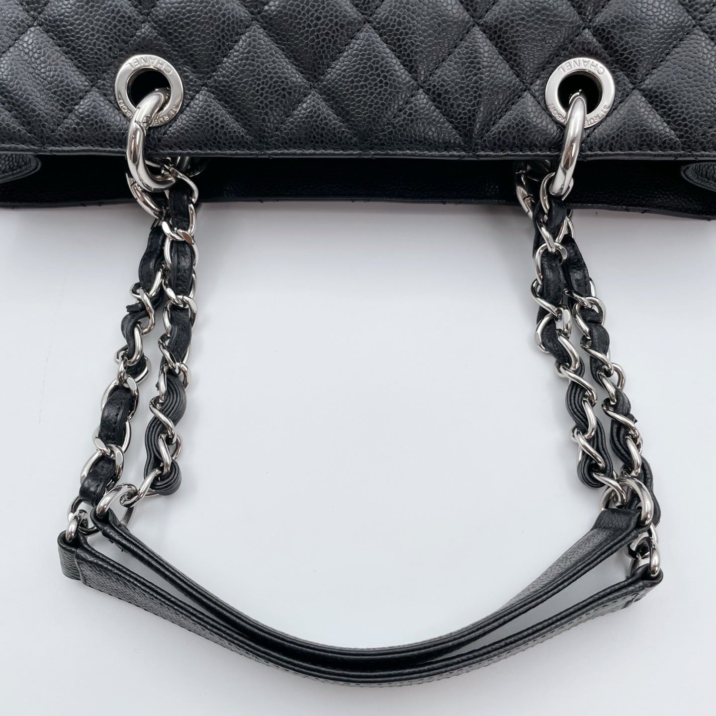 Chanel Black Caviar Leather GST Tote Bag Silver Hardware [Used]