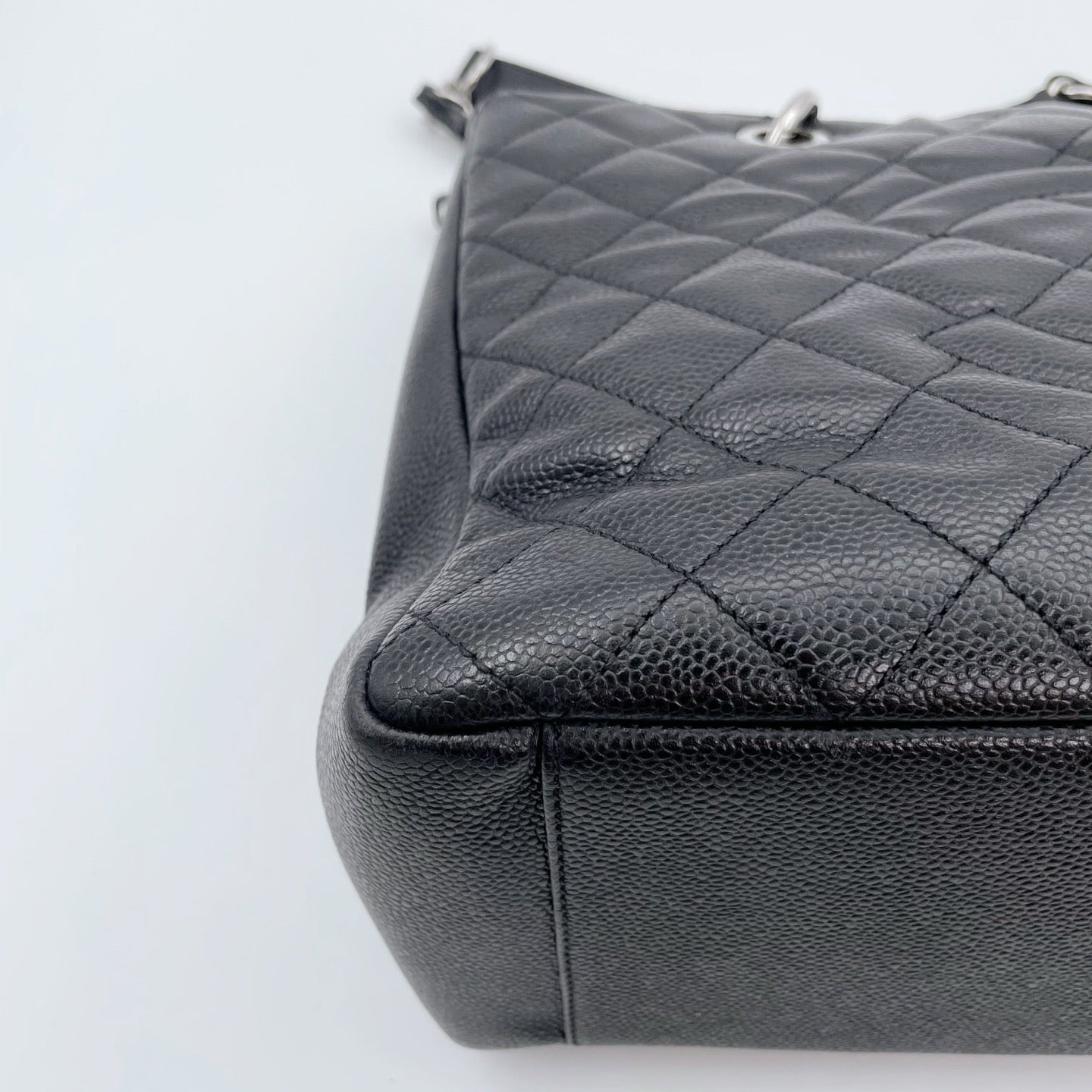Chanel Black Caviar Leather GST Tote Bag Silver Hardware [Used]