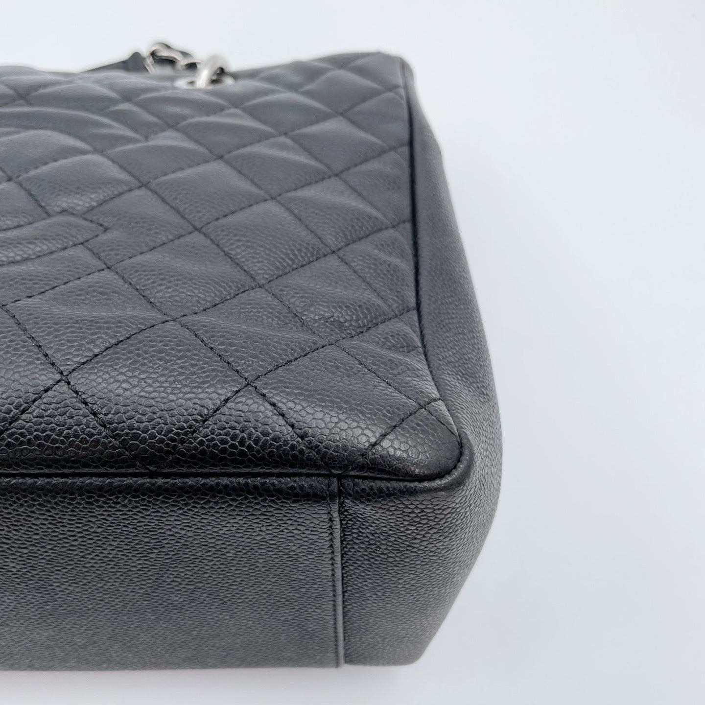 Chanel Black Caviar Leather GST Tote Bag Silver Hardware [Used]
