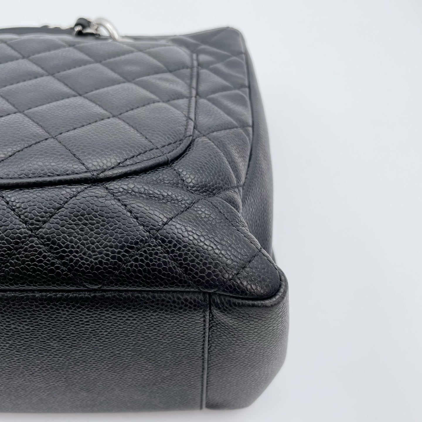 Chanel Black Caviar Leather GST Tote Bag Silver Hardware [Used]