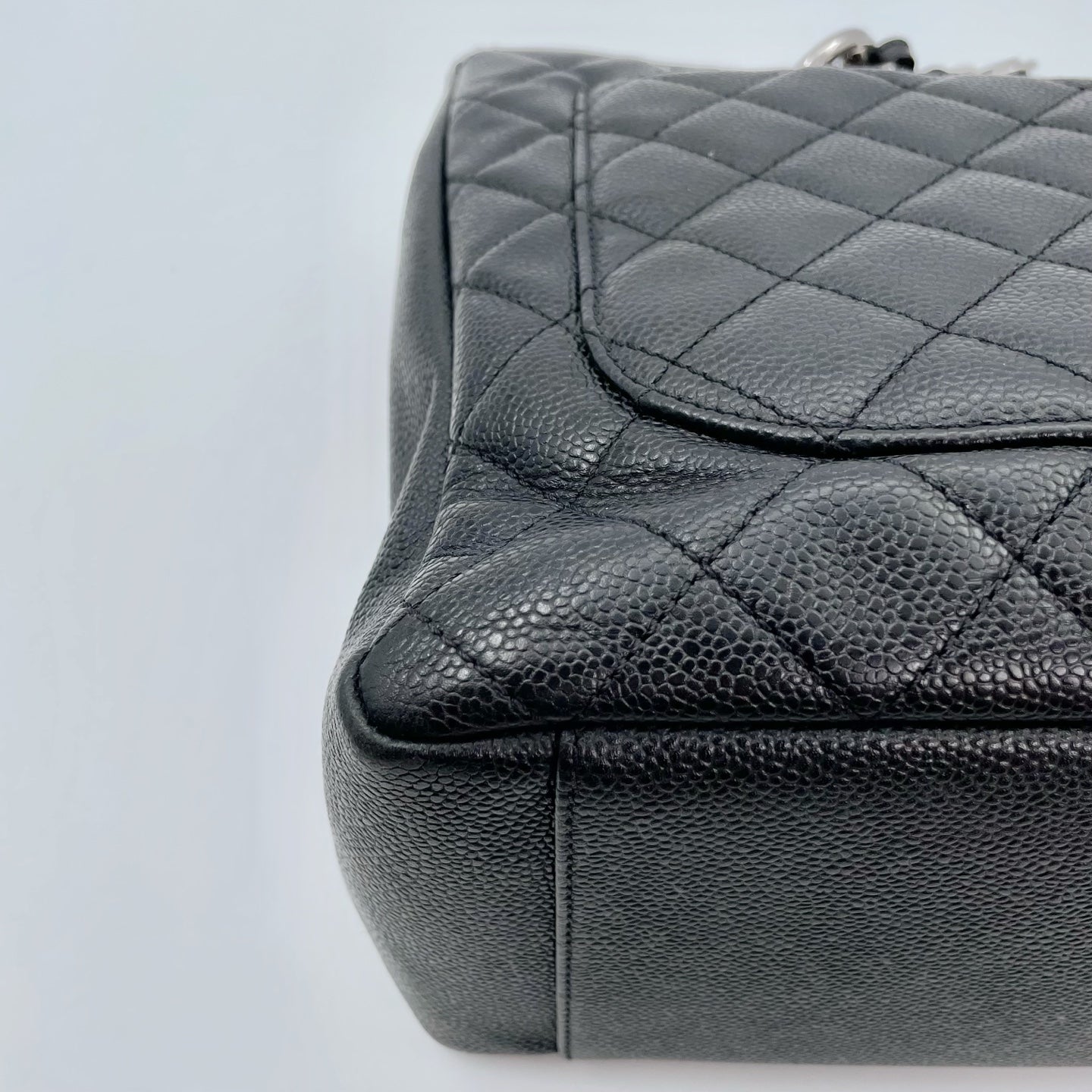 Chanel Black Caviar Leather GST Tote Bag Silver Hardware [Used]