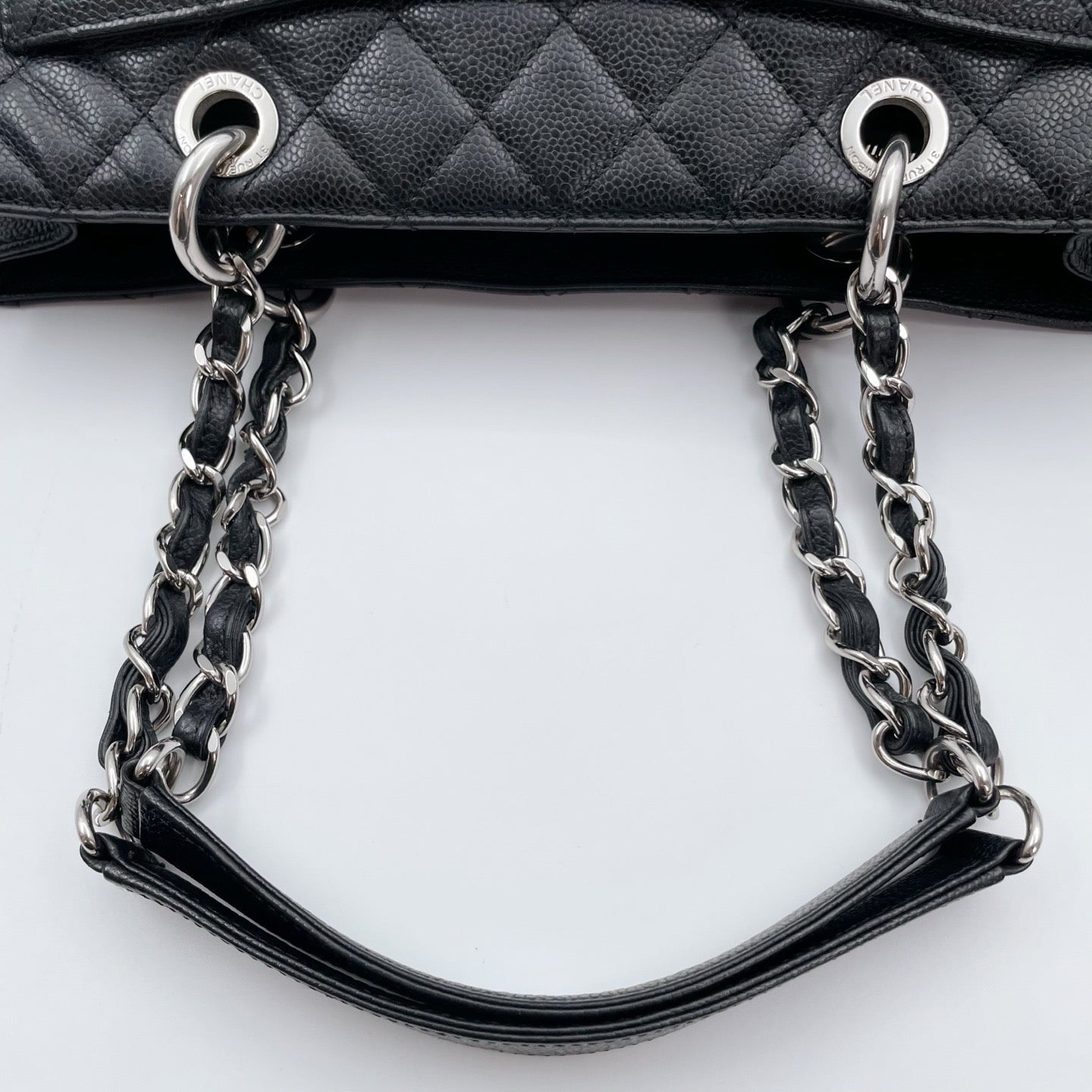 Chanel Black Caviar Leather GST Tote Bag Silver Hardware [Used]