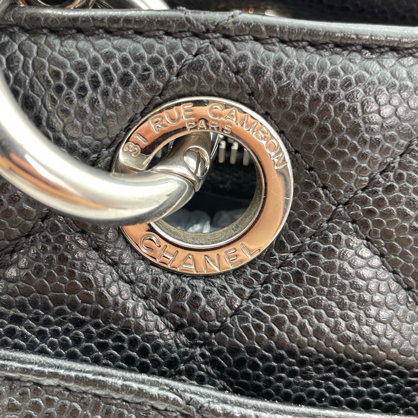 Chanel Black Caviar Leather GST Tote Bag Silver Hardware [Used]
