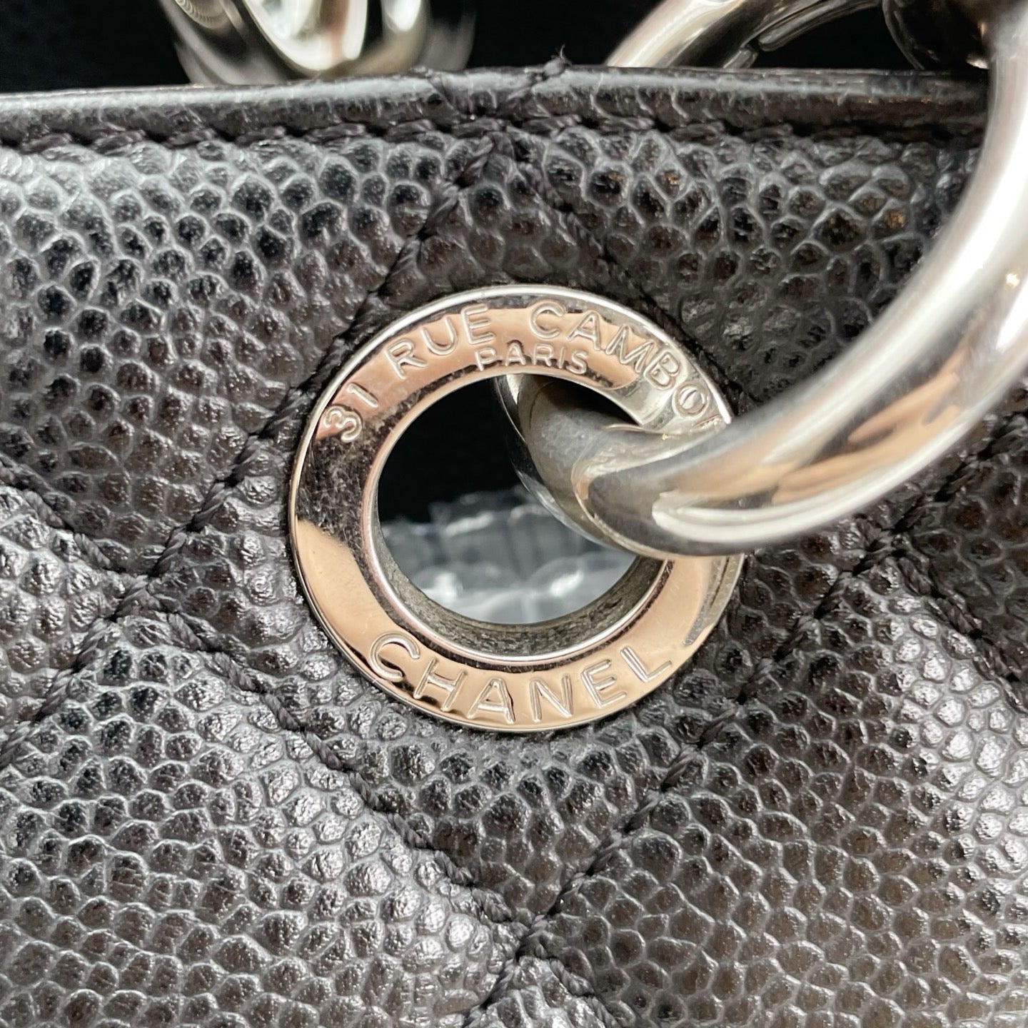 Chanel Black Caviar Leather GST Tote Bag Silver Hardware [Used]
