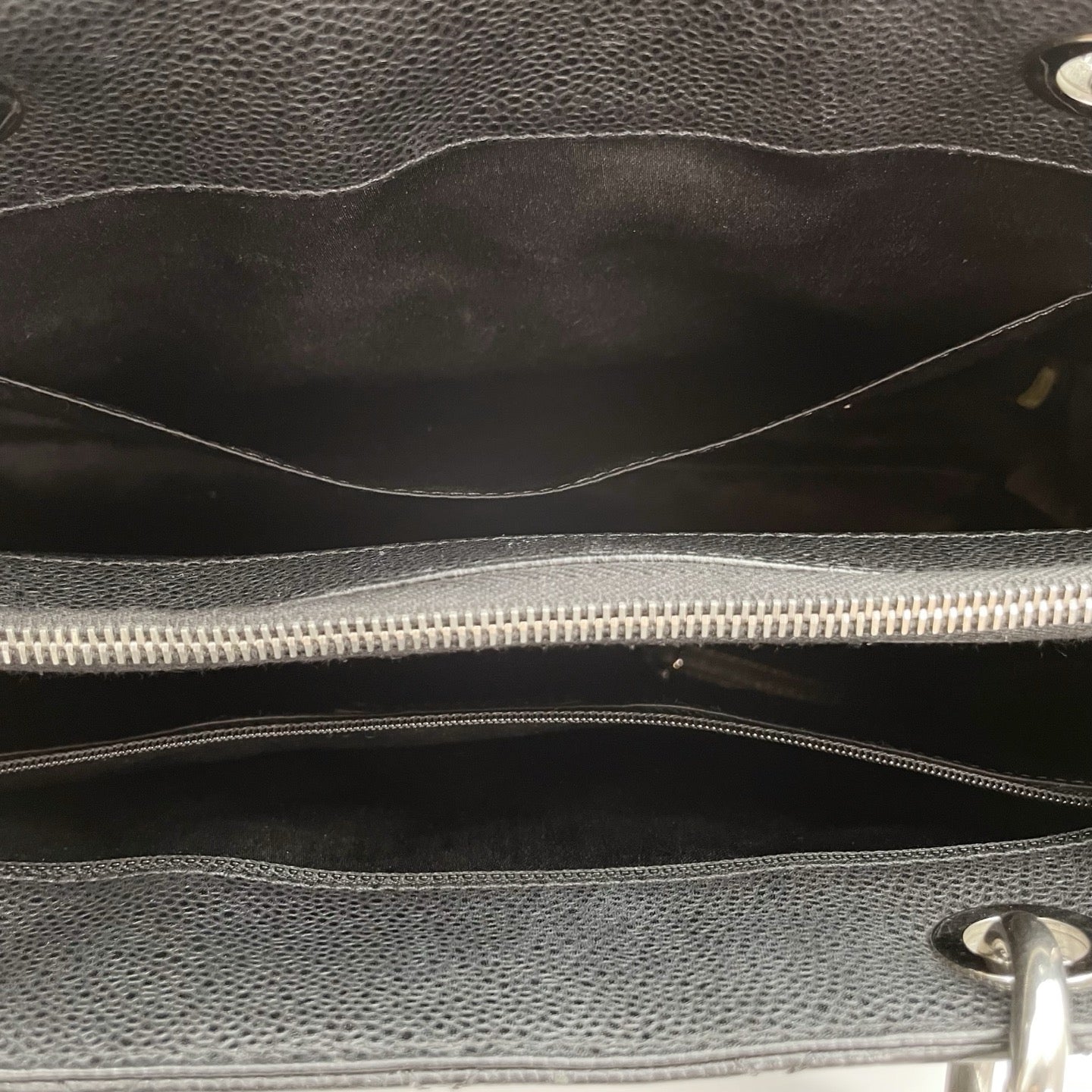 Chanel Black Caviar Leather GST Tote Bag Silver Hardware [Used]