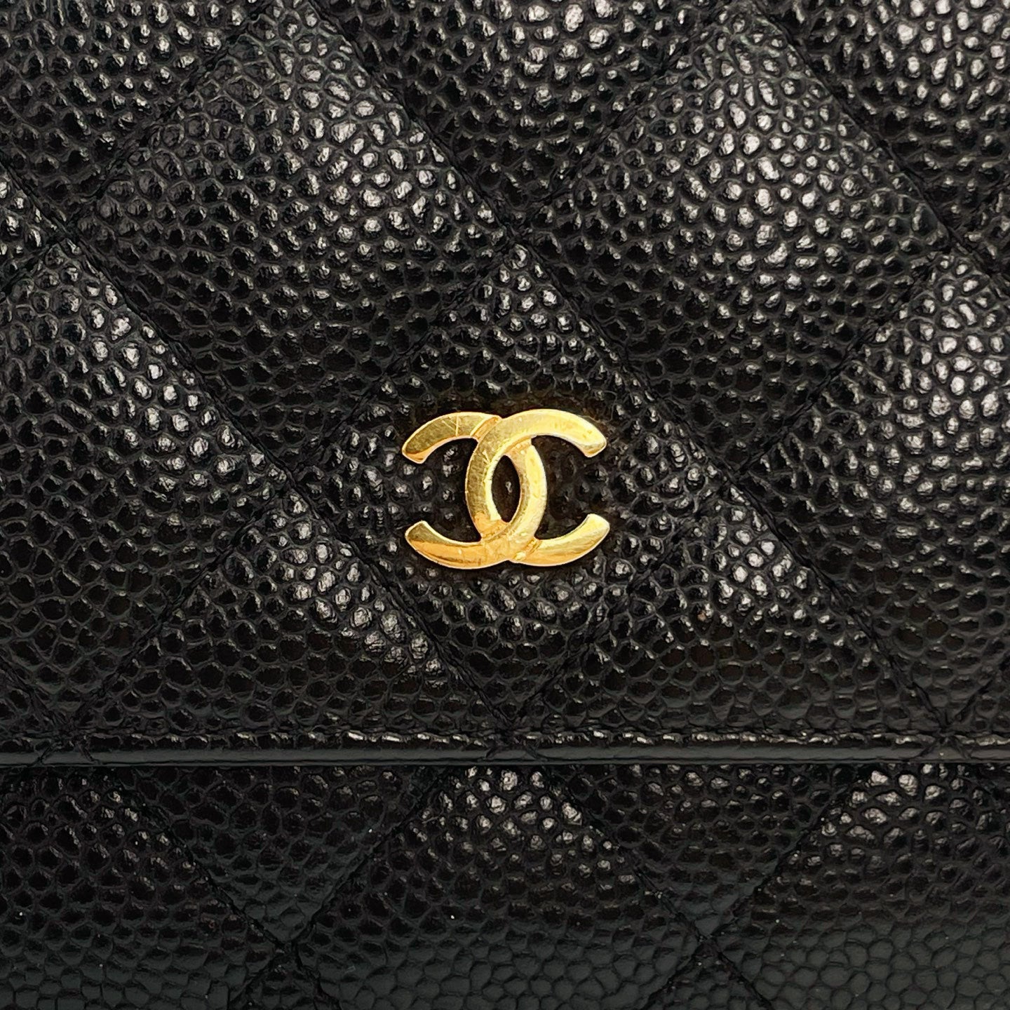 Chanel Black Caviar Leather WOC Chain Shoulder Bag Gold Hardware [Used]