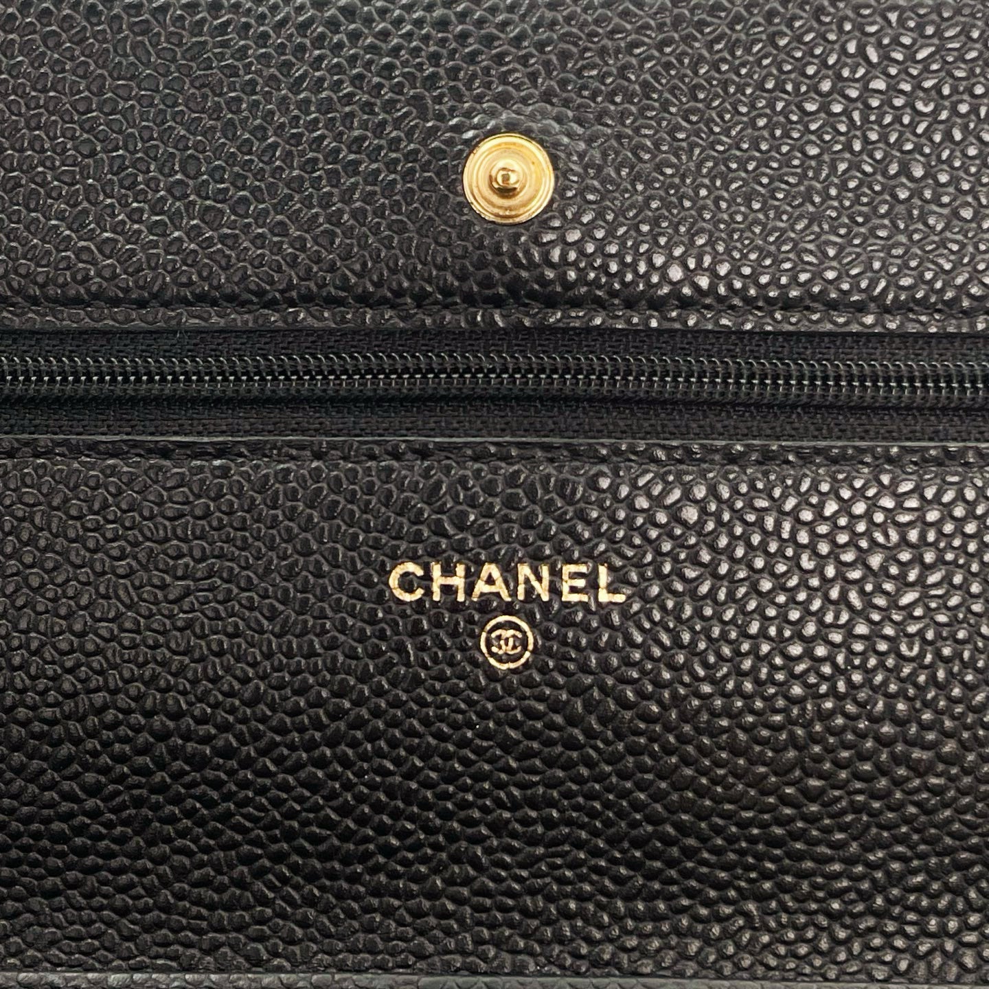 Chanel Black Caviar Leather WOC Chain Shoulder Bag Gold Hardware [Used]