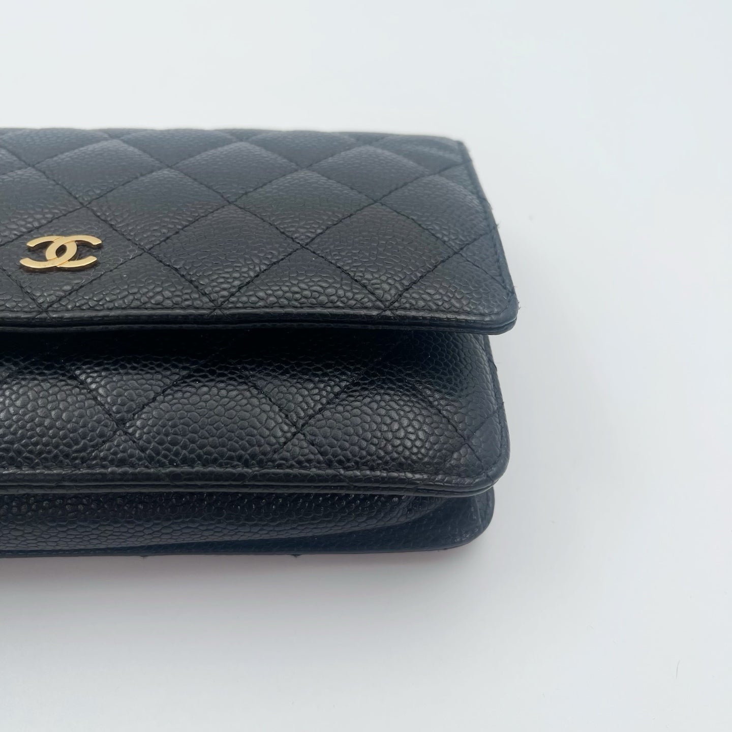Chanel Black Caviar Leather WOC Chain Shoulder Bag Gold Hardware [Used]