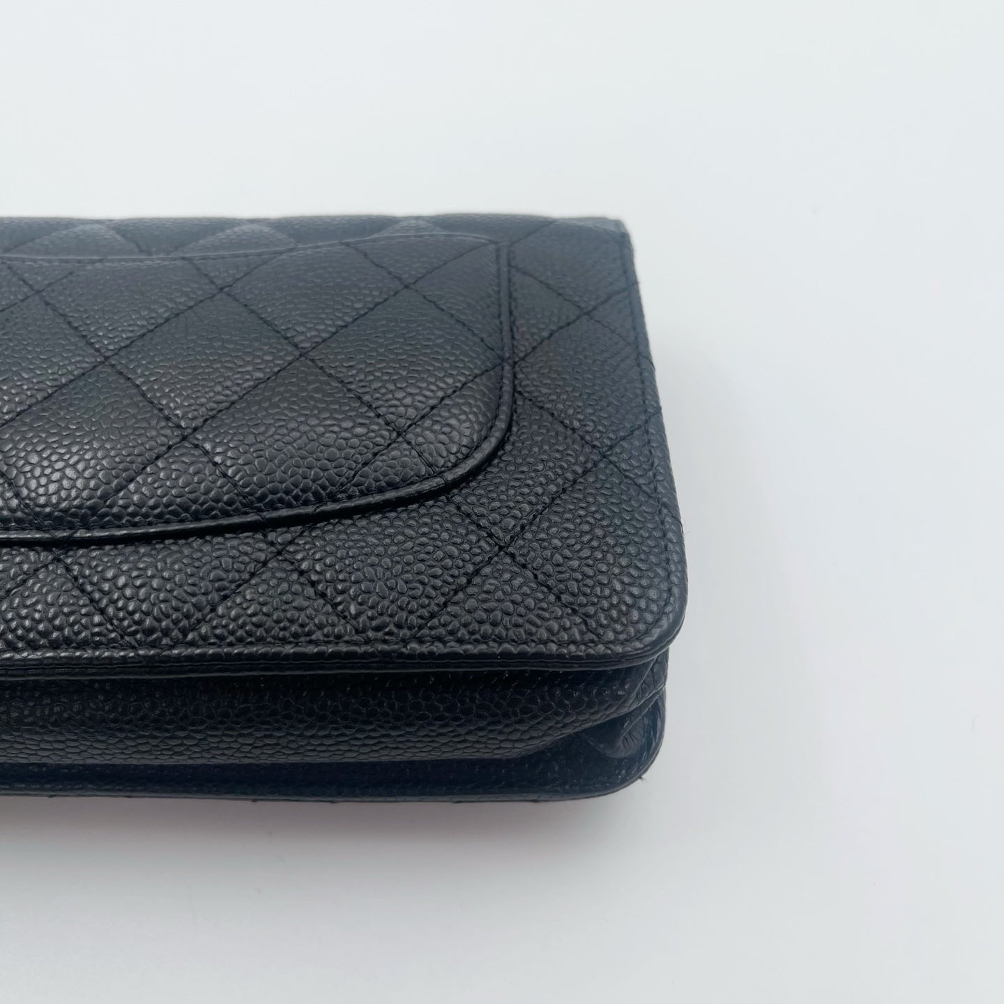 Chanel Black Caviar Leather WOC Chain Shoulder Bag Gold Hardware [Used]