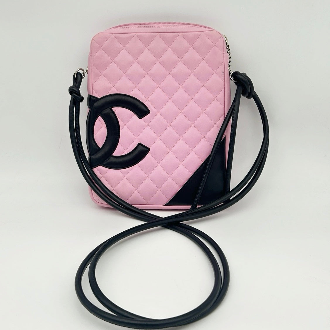 Chanel Cambon Ligne Large Camera Bag in Pink and Black with Silver Hardware [Used]