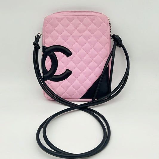 Chanel Cambon Ligne Large Camera Bag in Pink and Black with Silver Hardware [Used]
