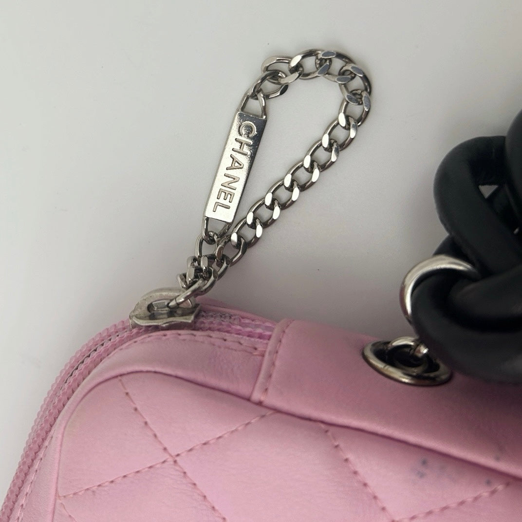Chanel Cambon Ligne Large Camera Bag in Pink and Black with Silver Hardware [Used]