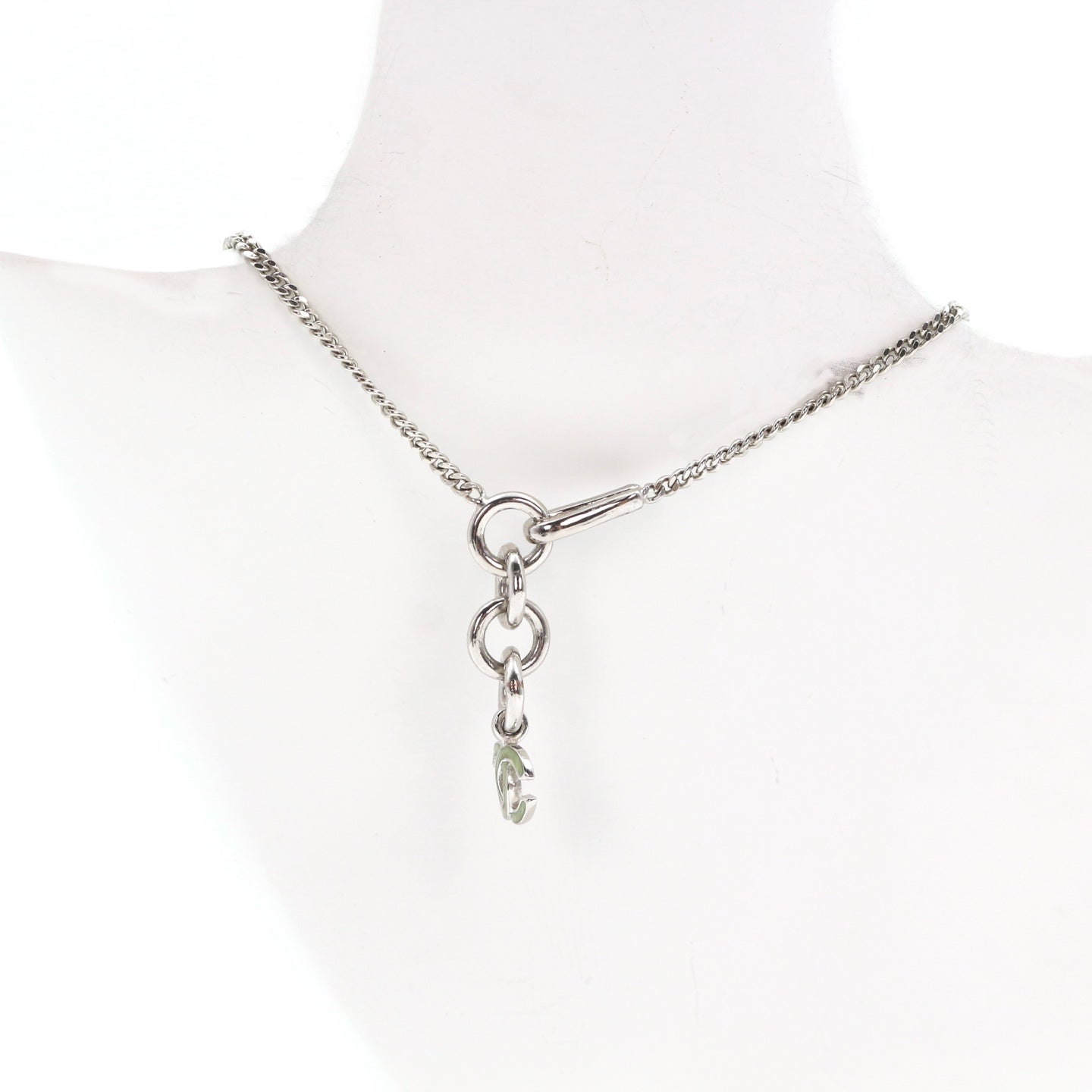 Chanel Green Enamel Crystal Clover Necklace 04P [Used]