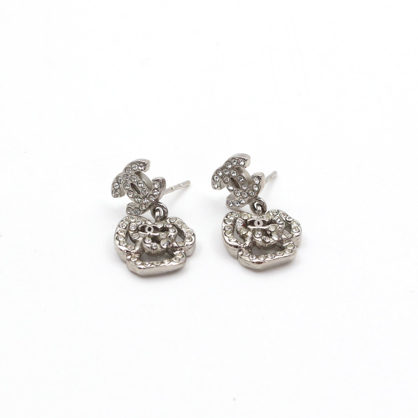 Chanel Camellia Rhinestone Stud Earrings 08C [Used]