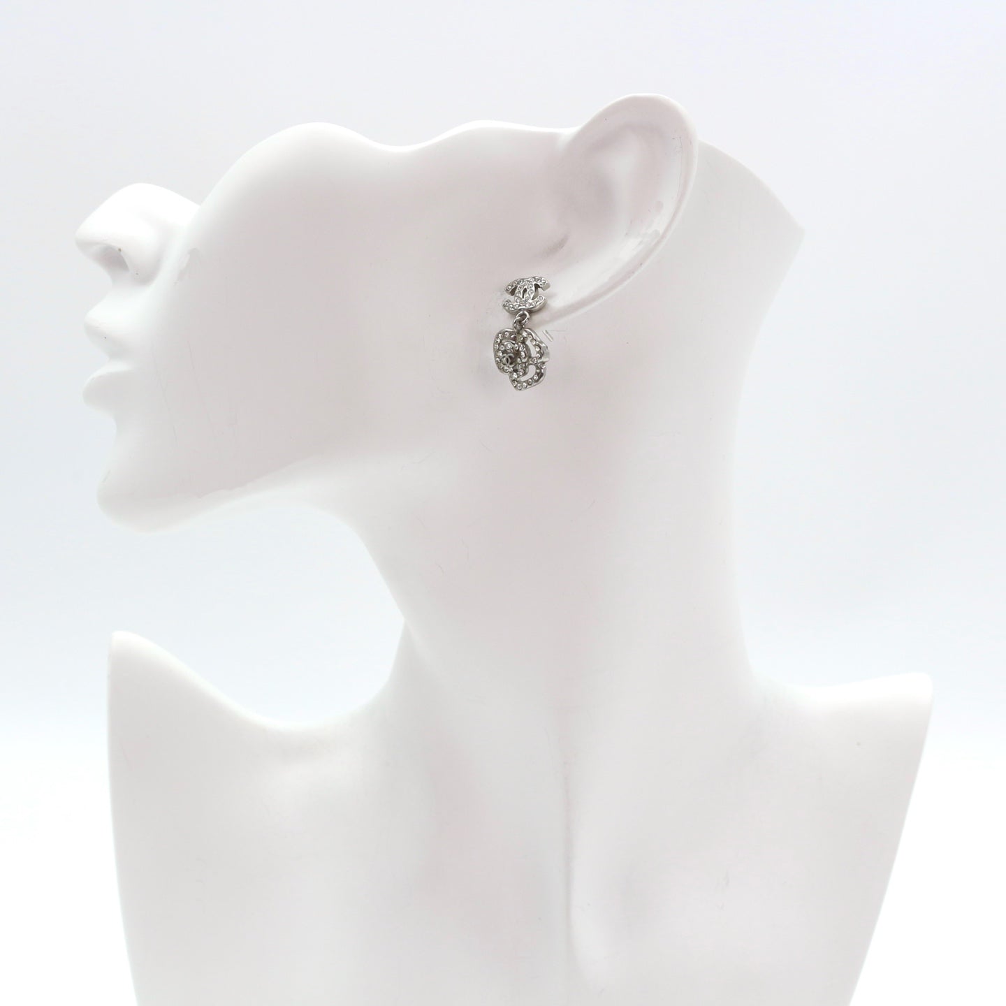 Chanel Camellia Rhinestone Stud Earrings 08C [Used]