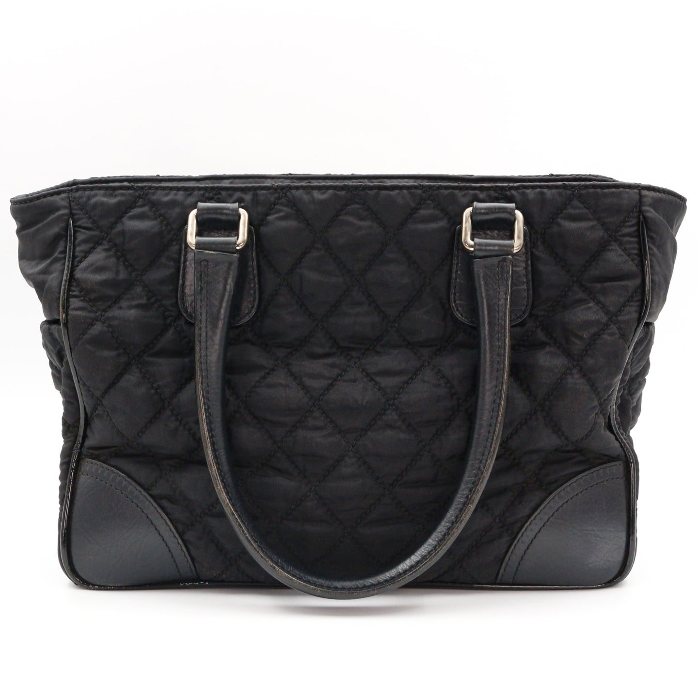 Chanel Large CC Logo Quilted Nylon Tote Bag Black [Used]