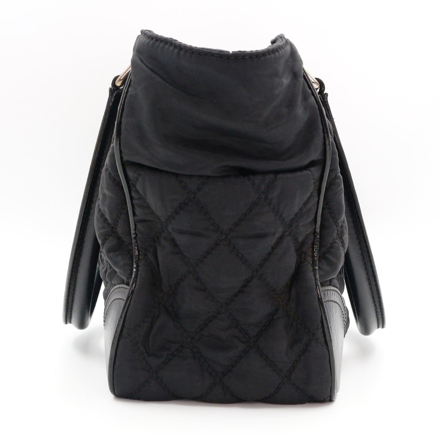 Chanel Large CC Logo Quilted Nylon Tote Bag Black [Used]