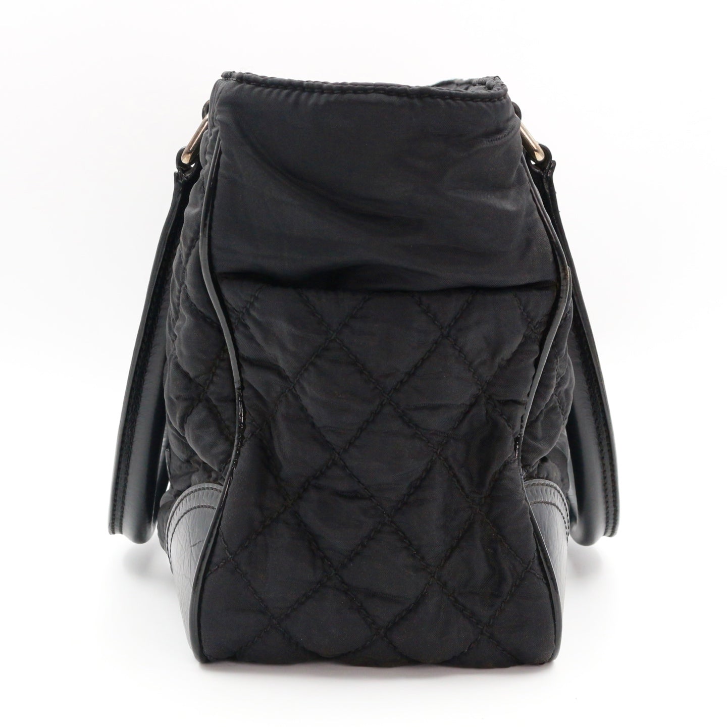 Chanel Large CC Logo Quilted Nylon Tote Bag Black [Used]