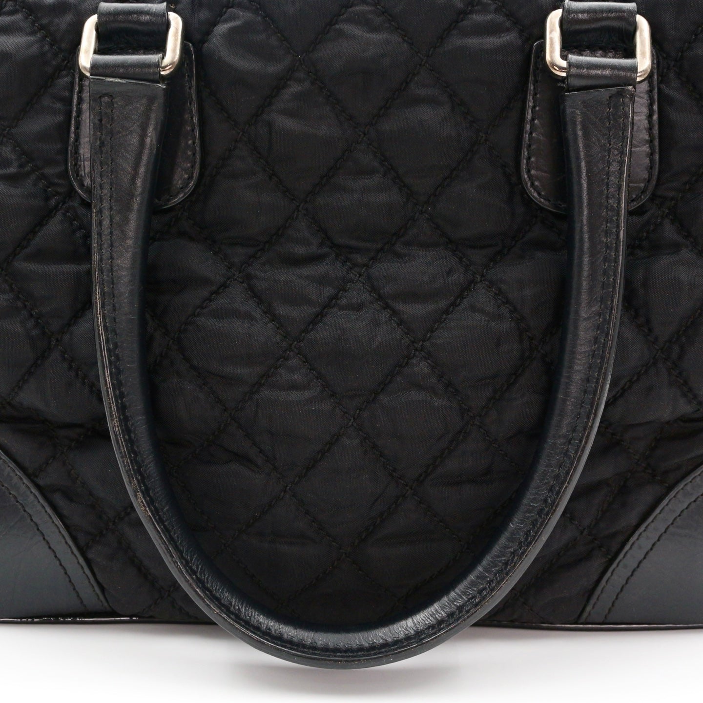 Chanel Large CC Logo Quilted Nylon Tote Bag Black [Used]