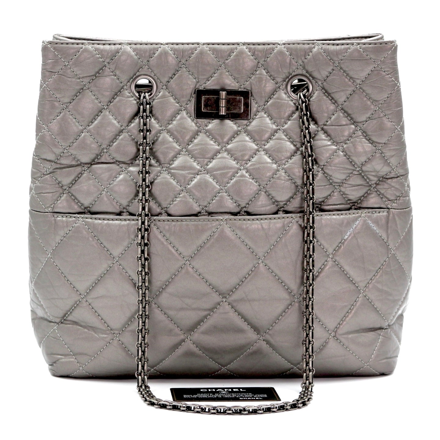 Chanel 2.55 Chain Tote Bag Lambskin with Ruthenium Hardware [Used]