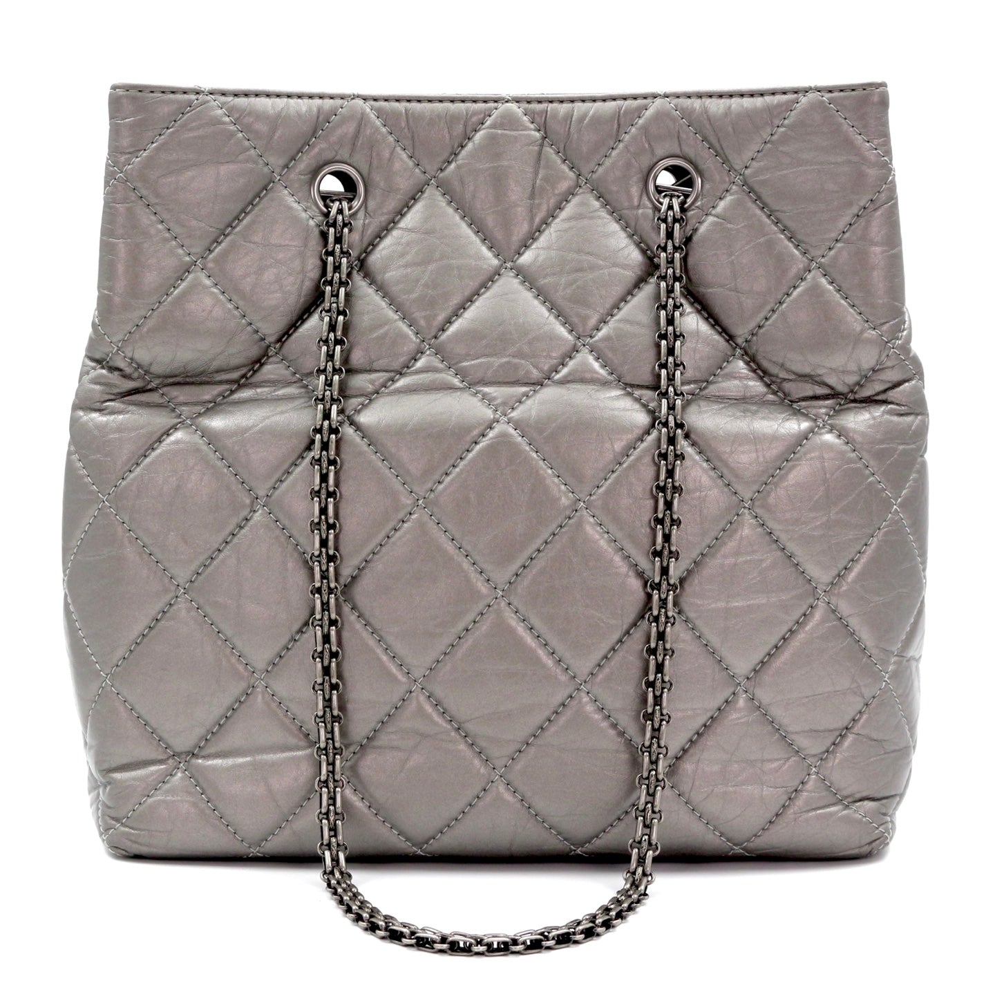 Chanel 2.55 Chain Tote Bag Lambskin with Ruthenium Hardware [Used]