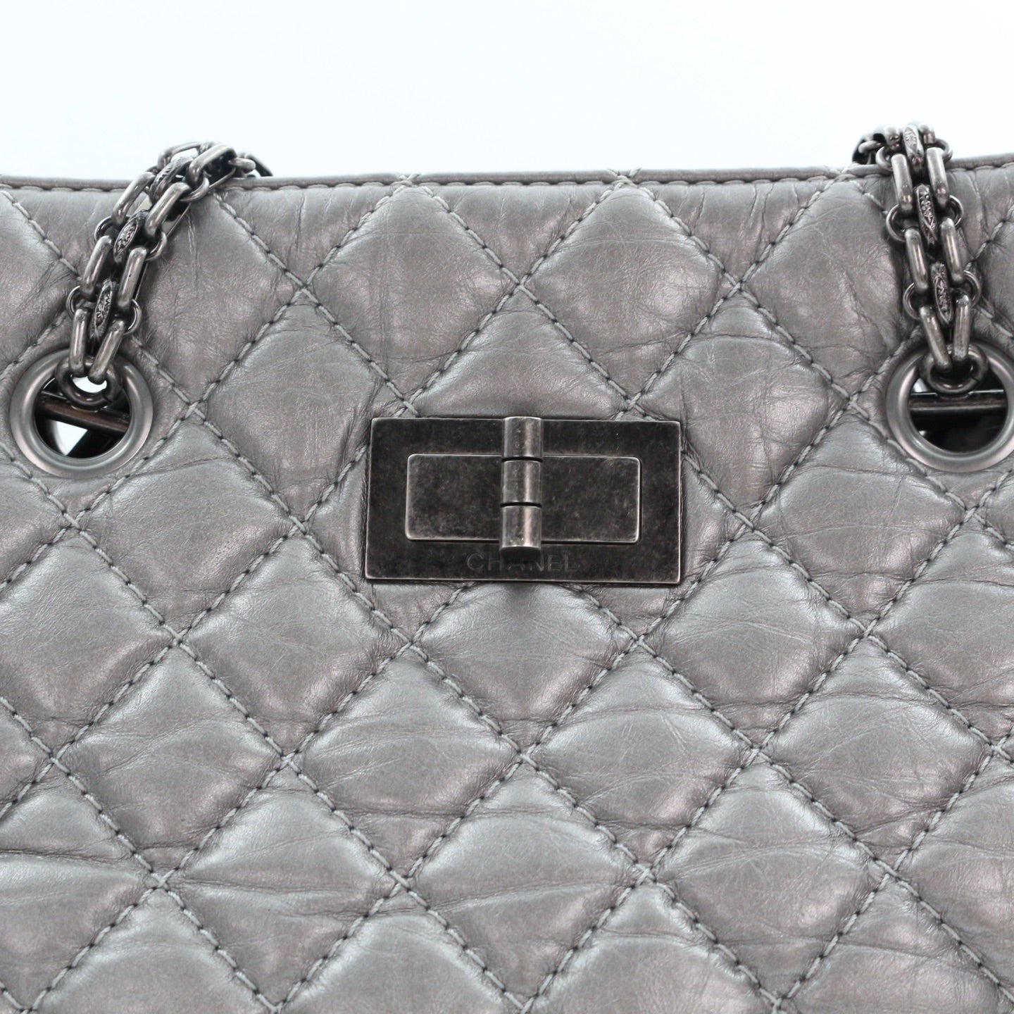 Chanel 2.55 Chain Tote Bag Lambskin with Ruthenium Hardware [Used]