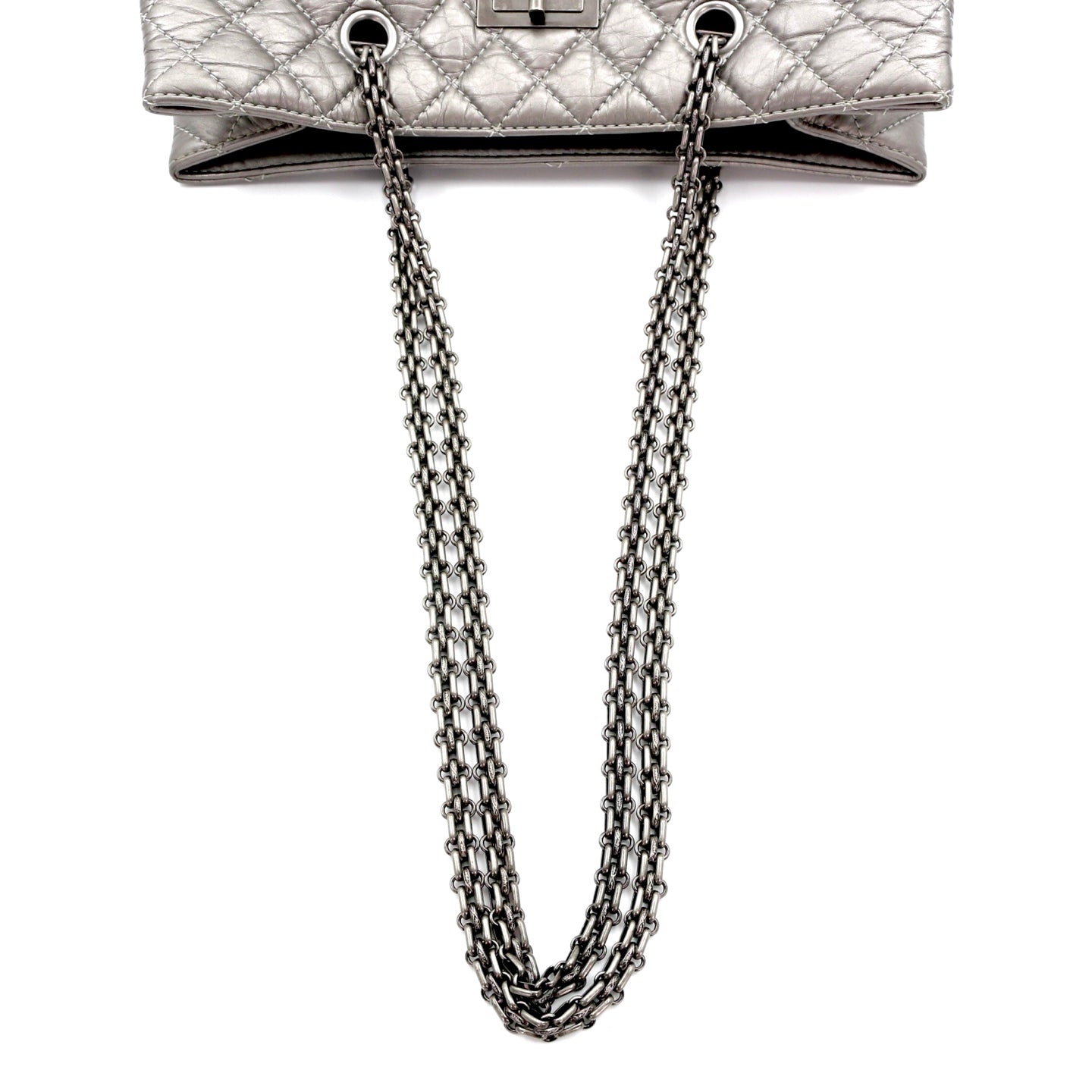 Chanel 2.55 Chain Tote Bag Lambskin with Ruthenium Hardware [Used]