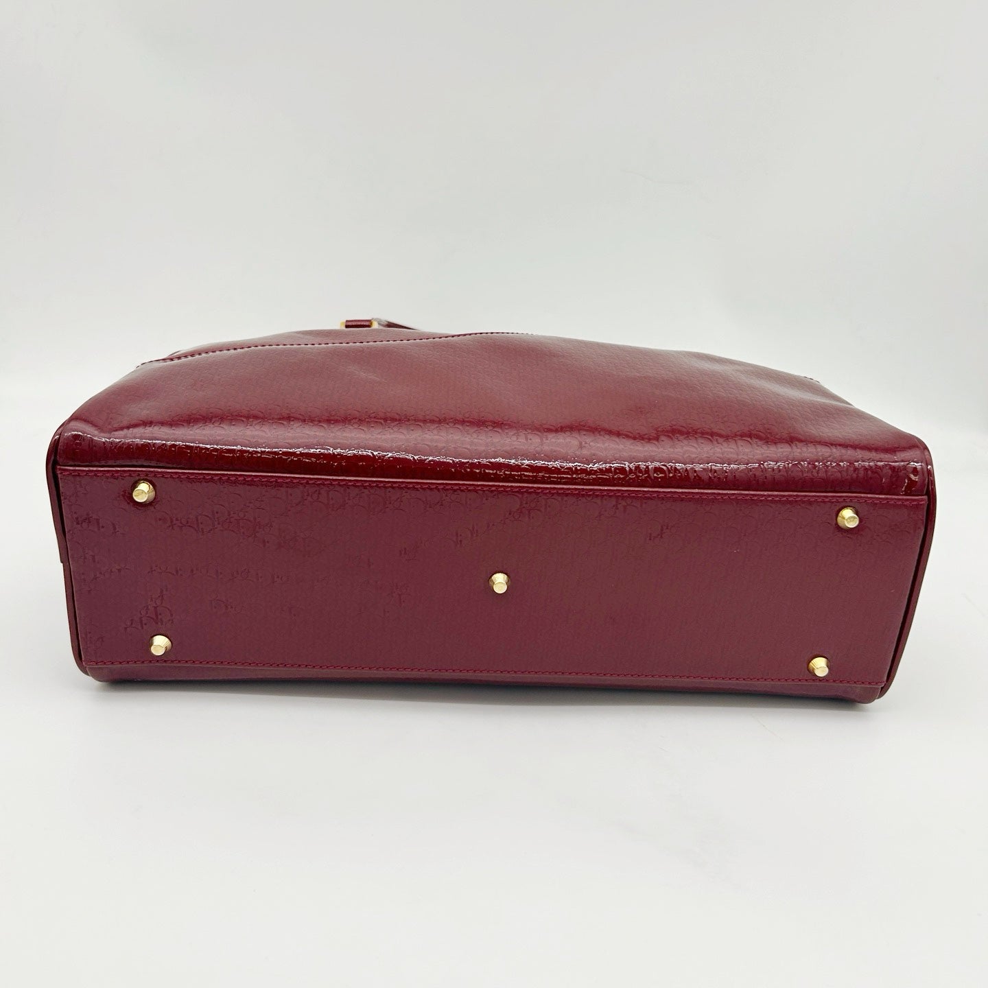 Christian Dior Burgundy Red Patent Leather Embossed Boston Bag[Used]