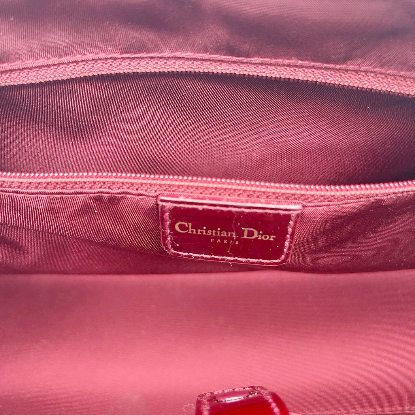 Christian Dior Burgundy Red Patent Leather Embossed Boston Bag[Used]