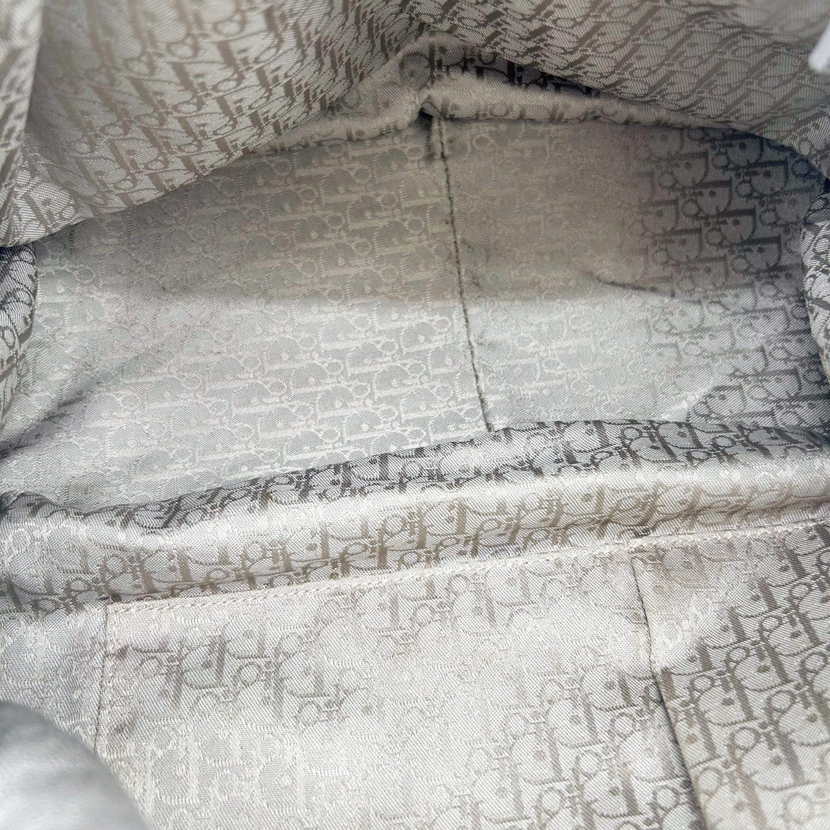 Christian Dior Cannage Drawstring Shoulder Bag Silver [Used]