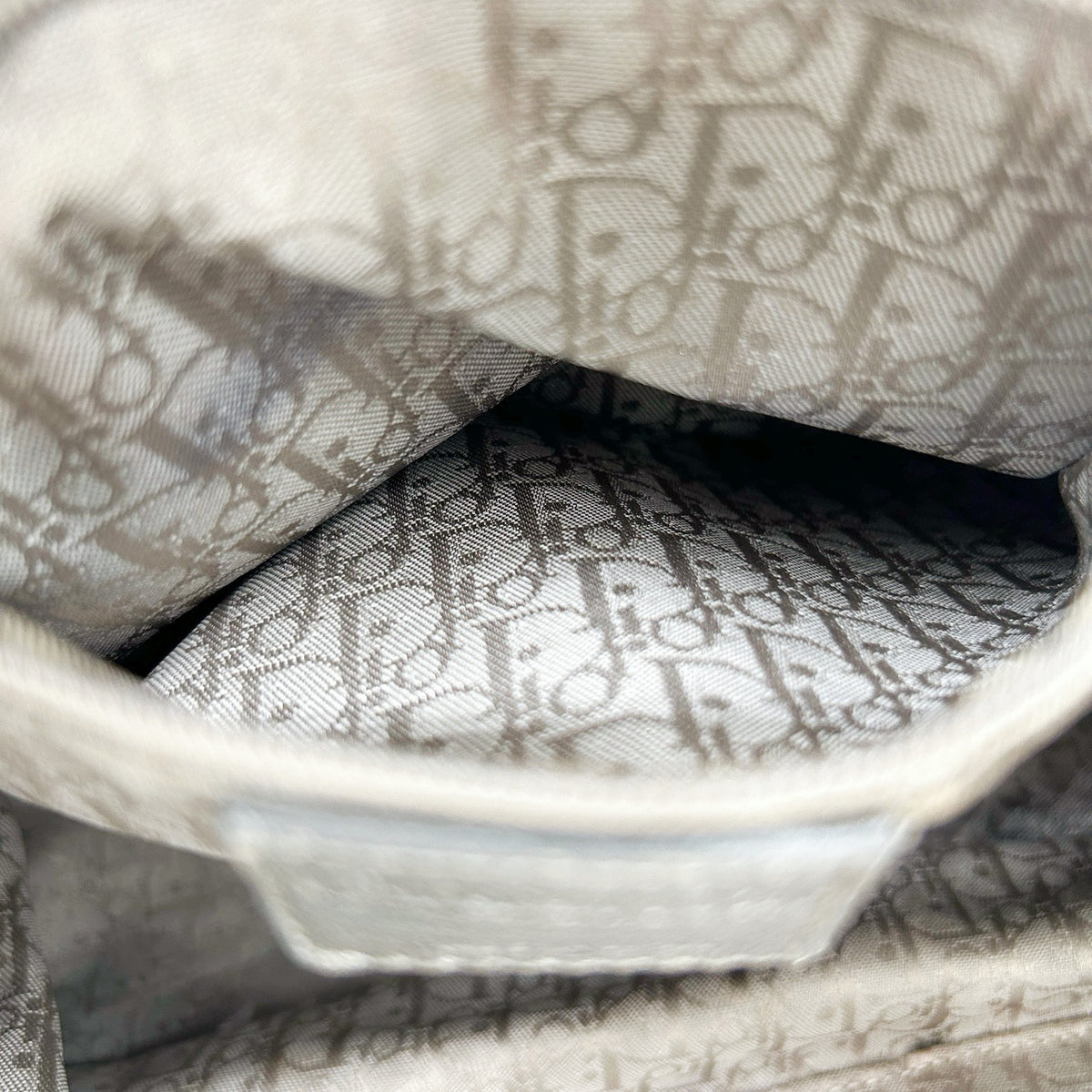 Christian Dior Cannage Drawstring Shoulder Bag Silver [Used]