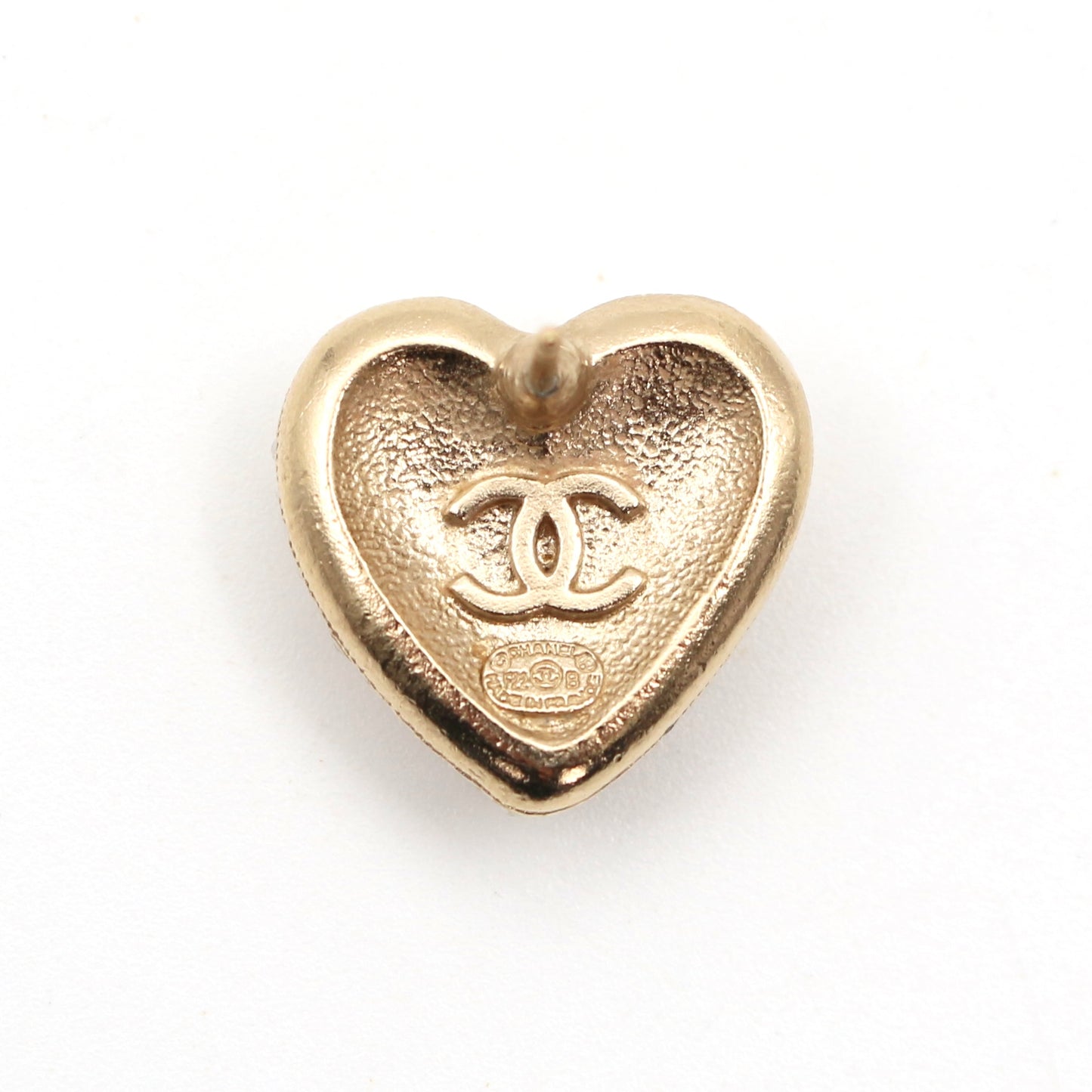 Chanel Heart Faux Pearl Rhinestone Earrings F22B [Used]