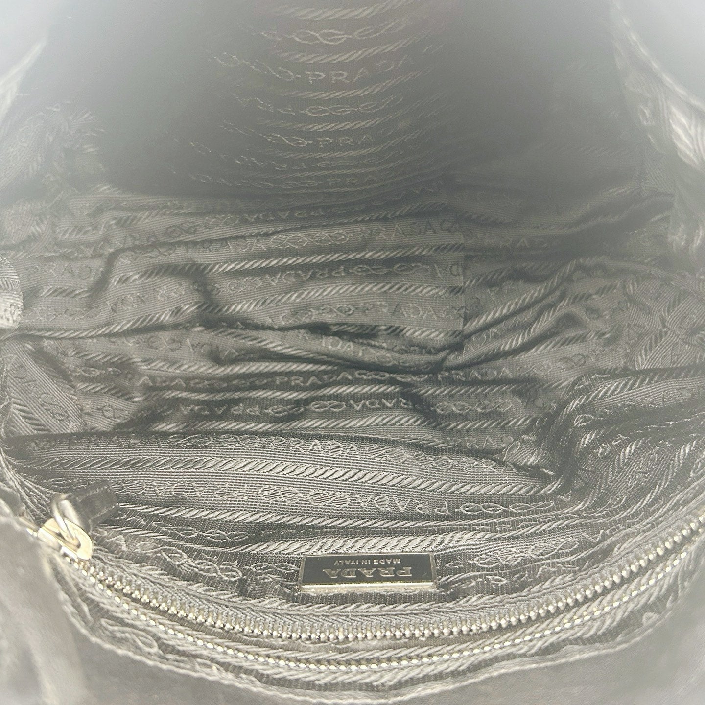 Prada Leather Messenger Saddle Bag Black Silver [Used]