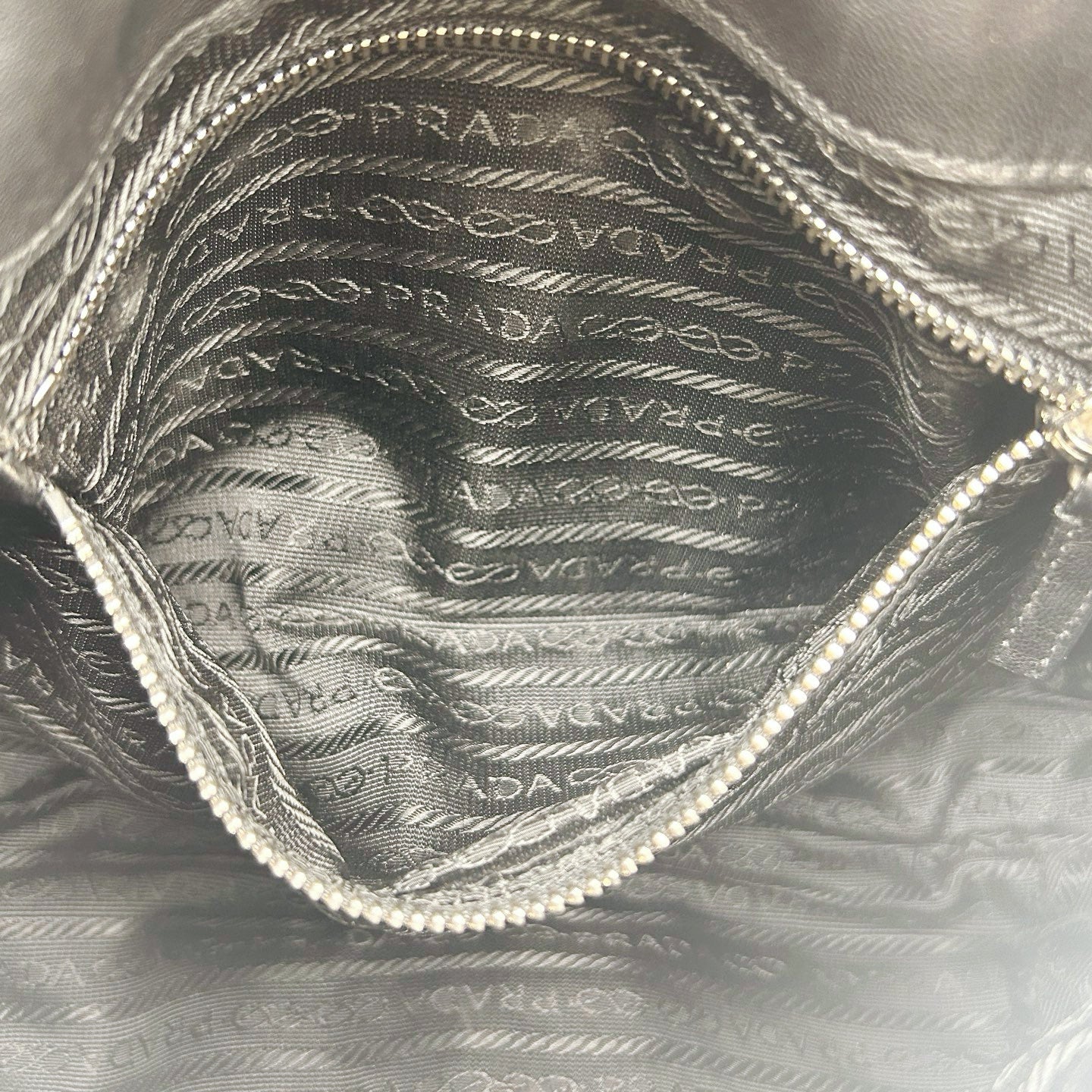 Prada Leather Messenger Saddle Bag Black Silver [Used]
