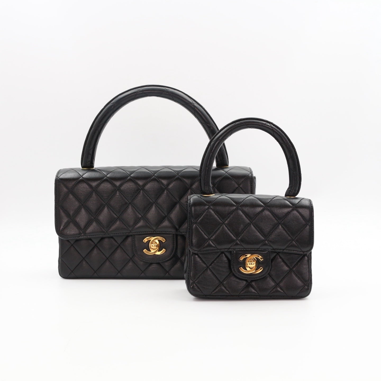 CHANEL Black Lambskin Classic Single Flap Twin Bags[Used]