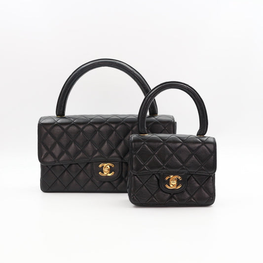 CHANEL Black Lambskin Classic Single Flap Twin Bags[Used]