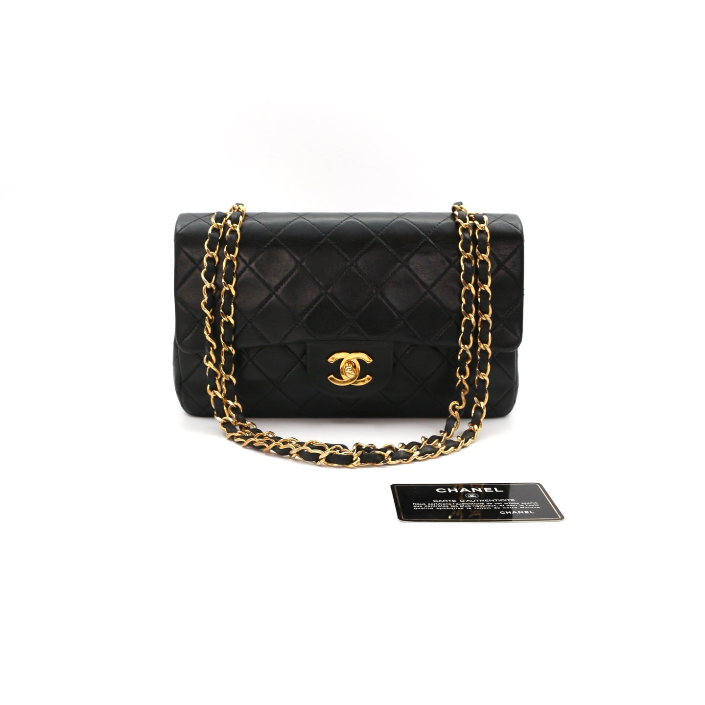 Chanel Black Lambskin Classic Flap Bag 23 Gold Hardware [Used]