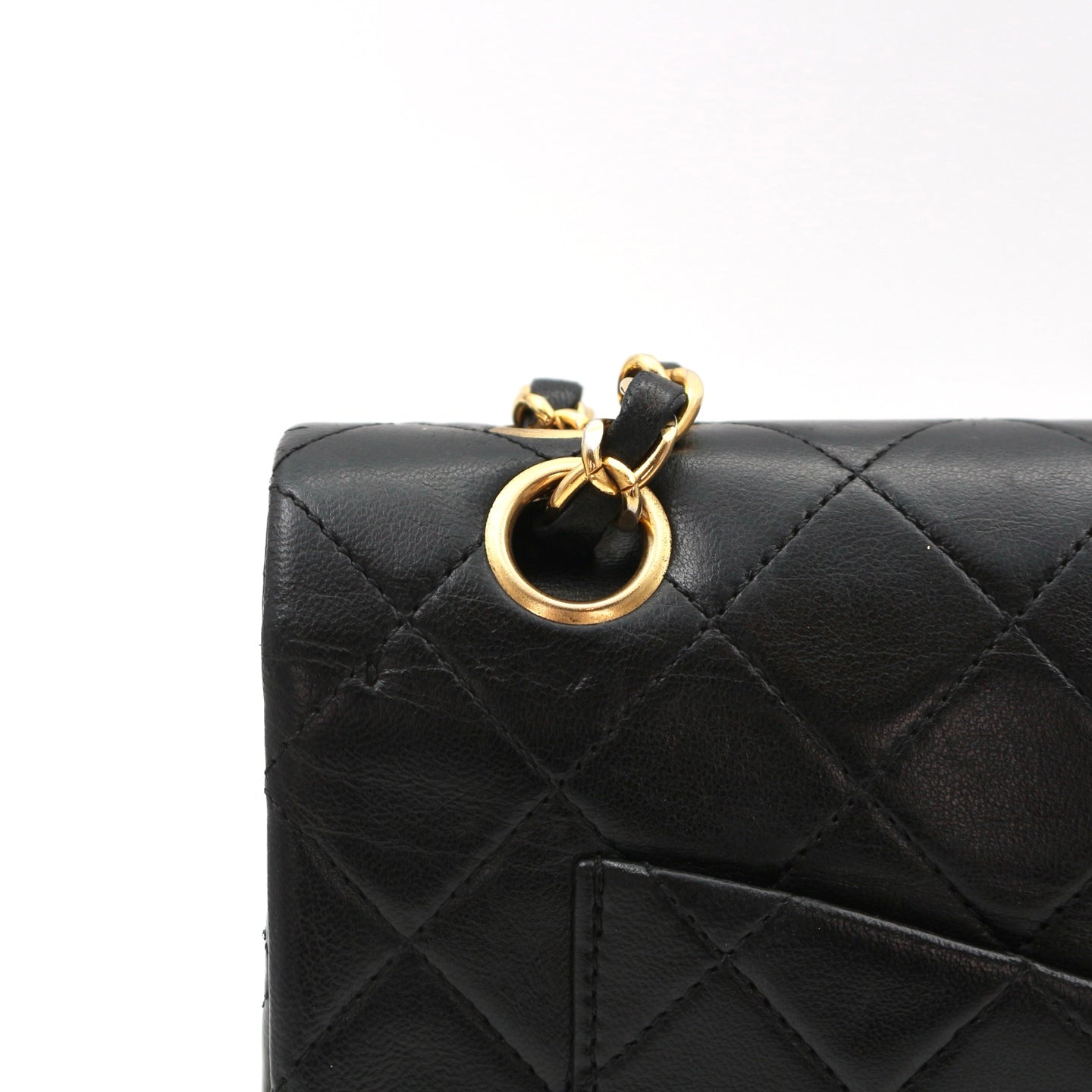 Chanel Black Lambskin Classic Flap Bag 23 Gold Hardware [Used]