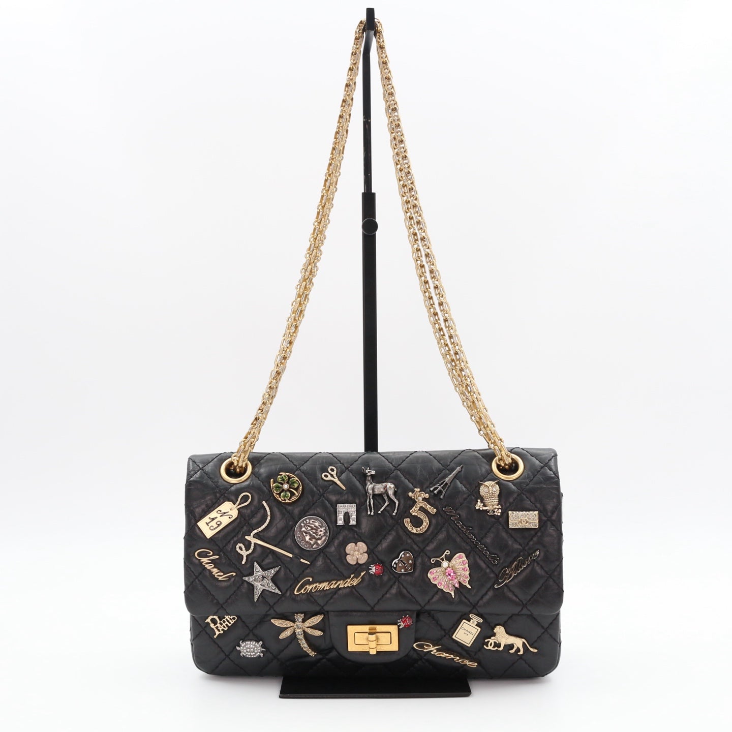 CHANEL Aged Calfskin Lucky Charms 2.55 Reissue 225 Flap Bag Black [Used]