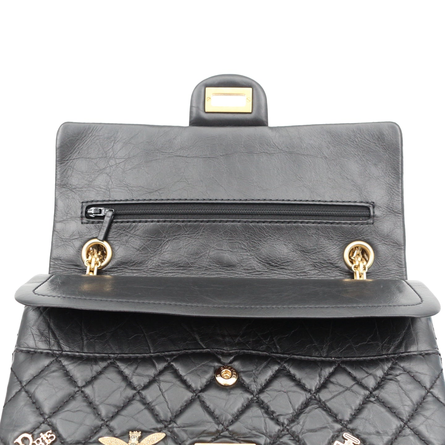 CHANEL Aged Calfskin Lucky Charms 2.55 Reissue 225 Flap Bag Black [Used]